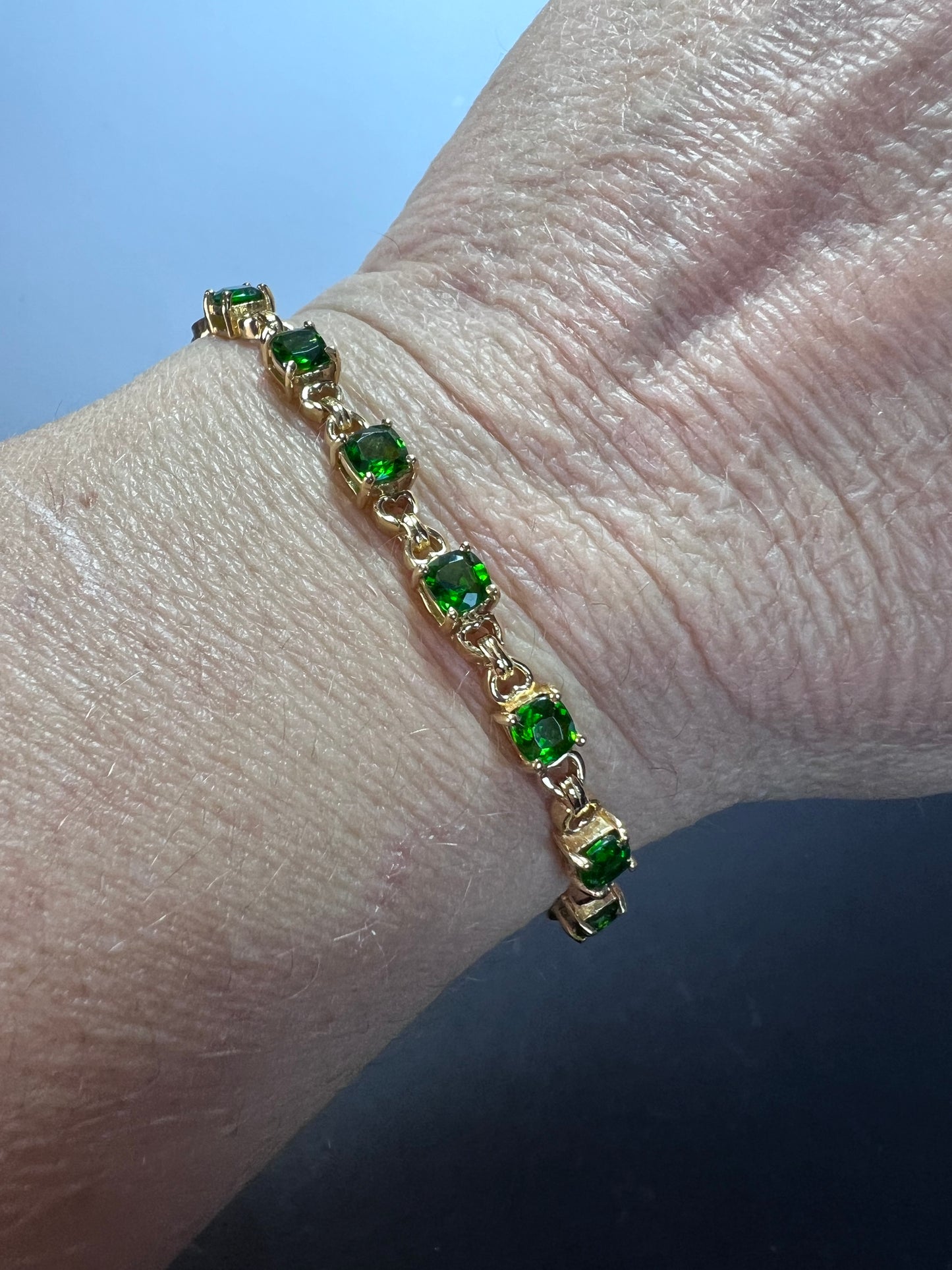 18k gold over sterling chrome diopside bolo bracelet