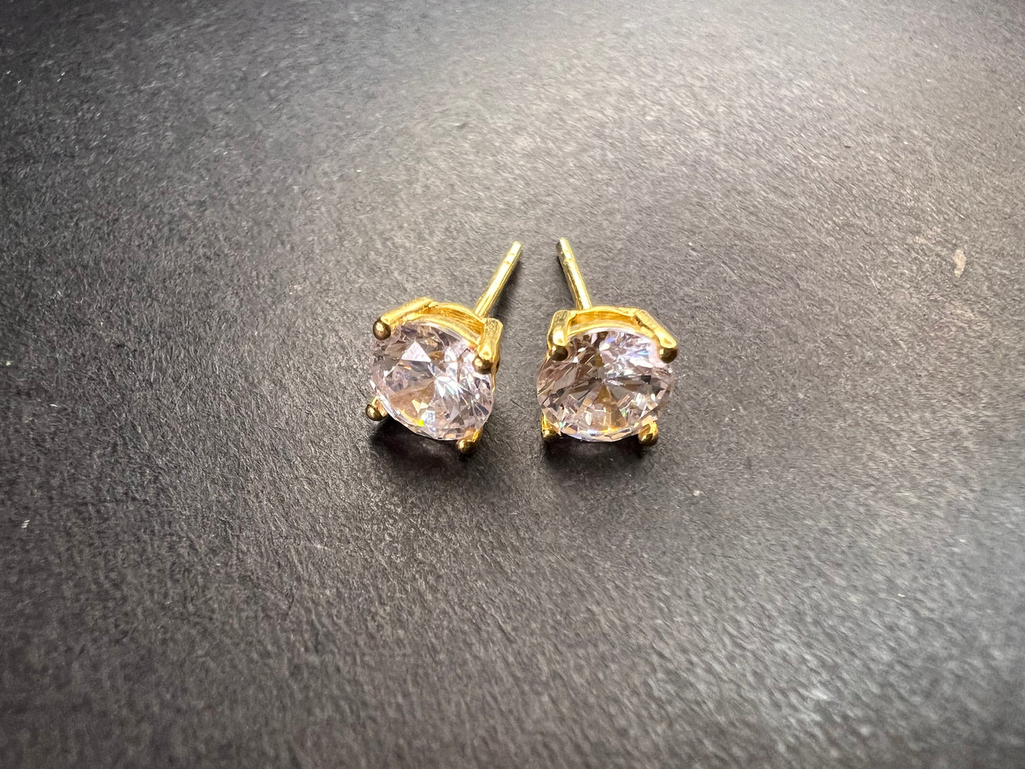 5.5mm CZ stud earrings in gold over sterling silver