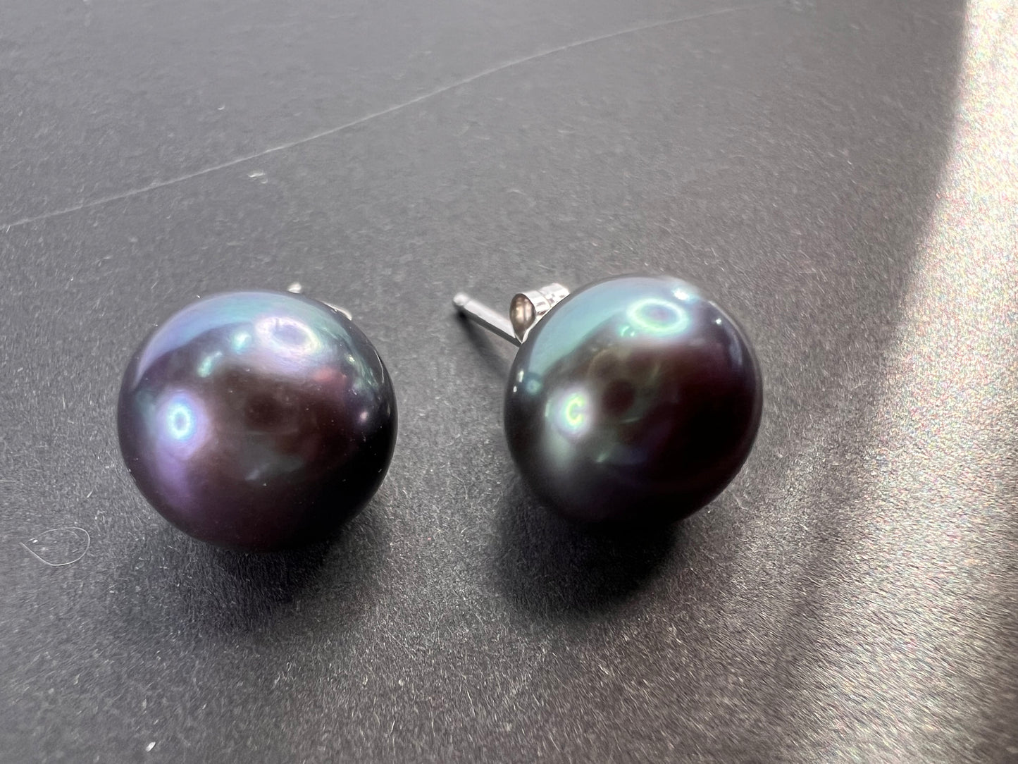 Honora 10mm black pearl sterling silver stud earrings