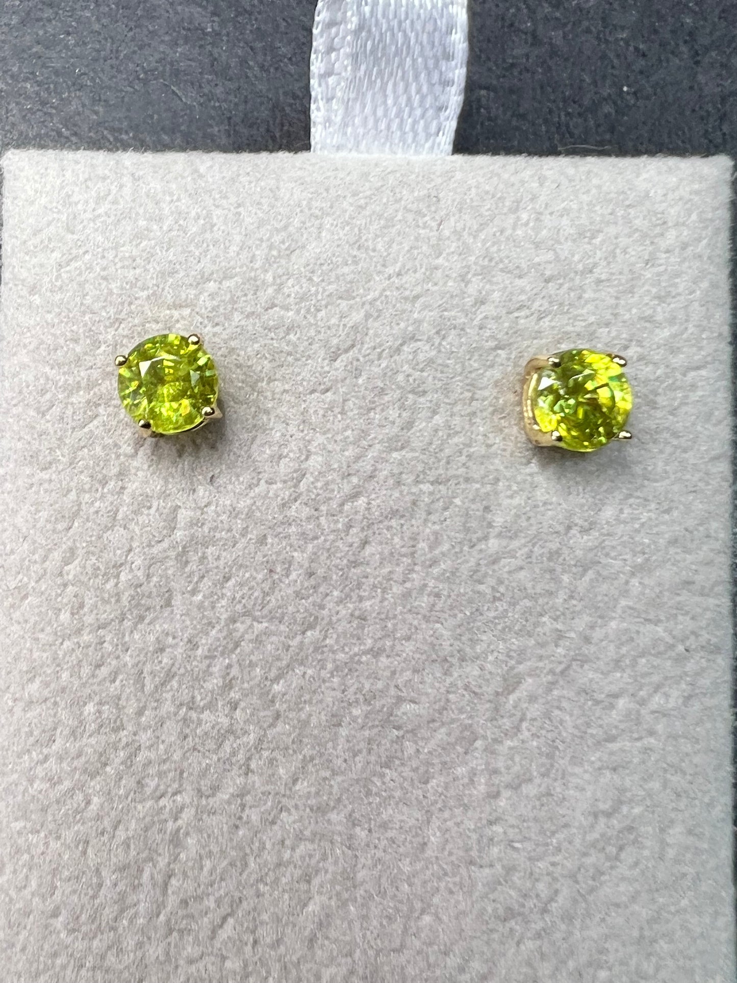 Rare Sphene Titanite Stud Earrings in 14k Yellow Gold