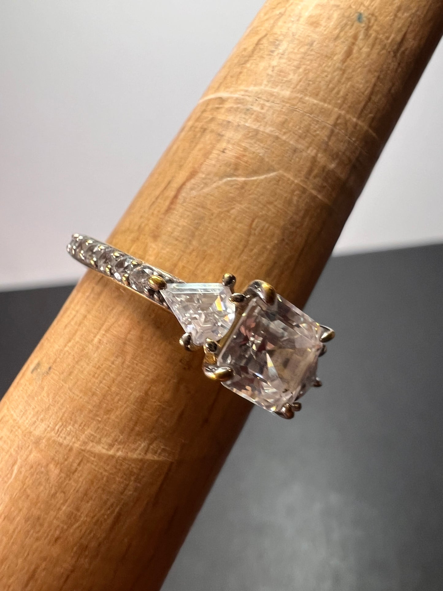 Asscher cut CZ ring in gold over sterling silver size 8