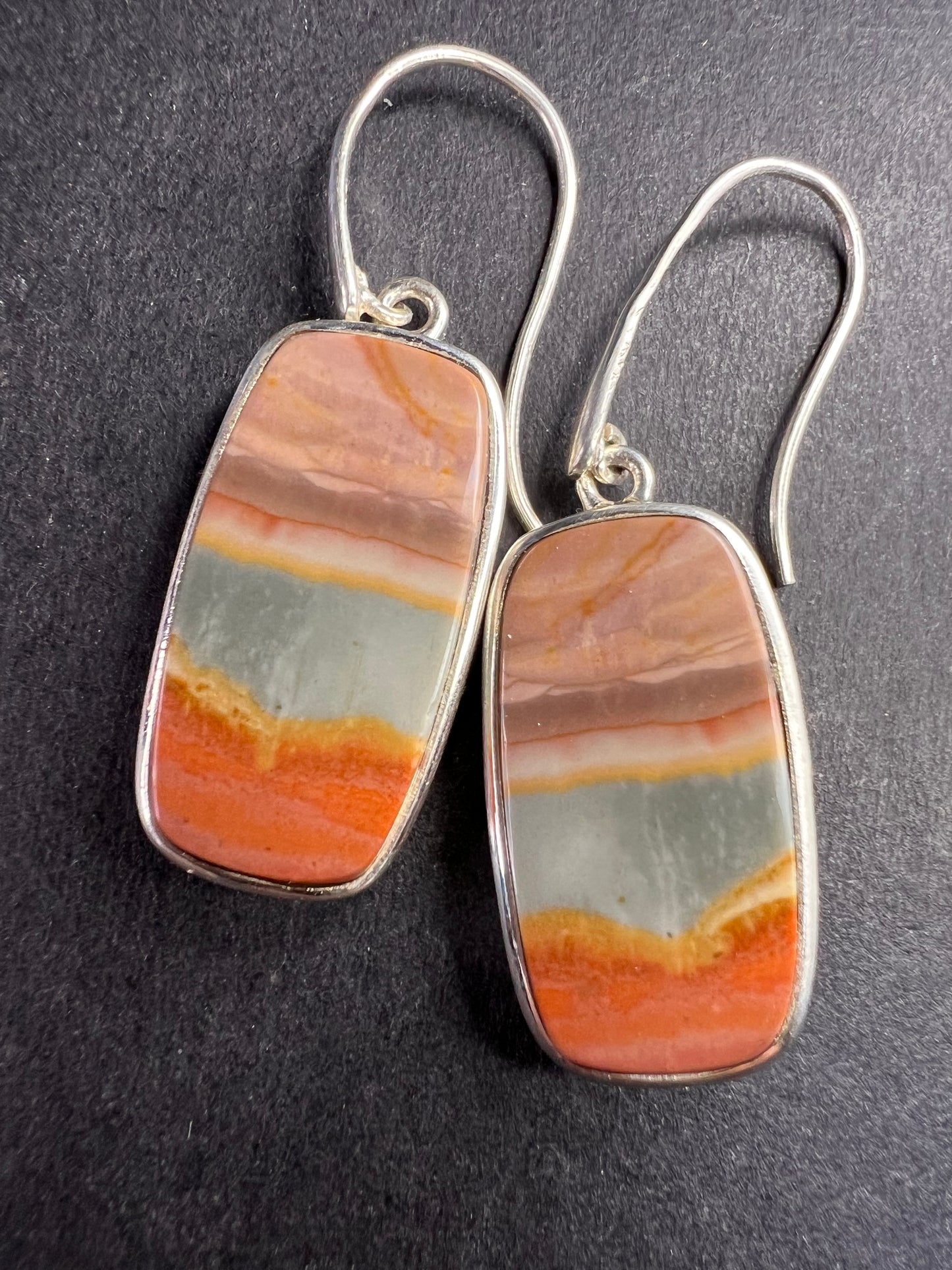 NEW polychrome Jasper sterling silver earrings 9.39 grams