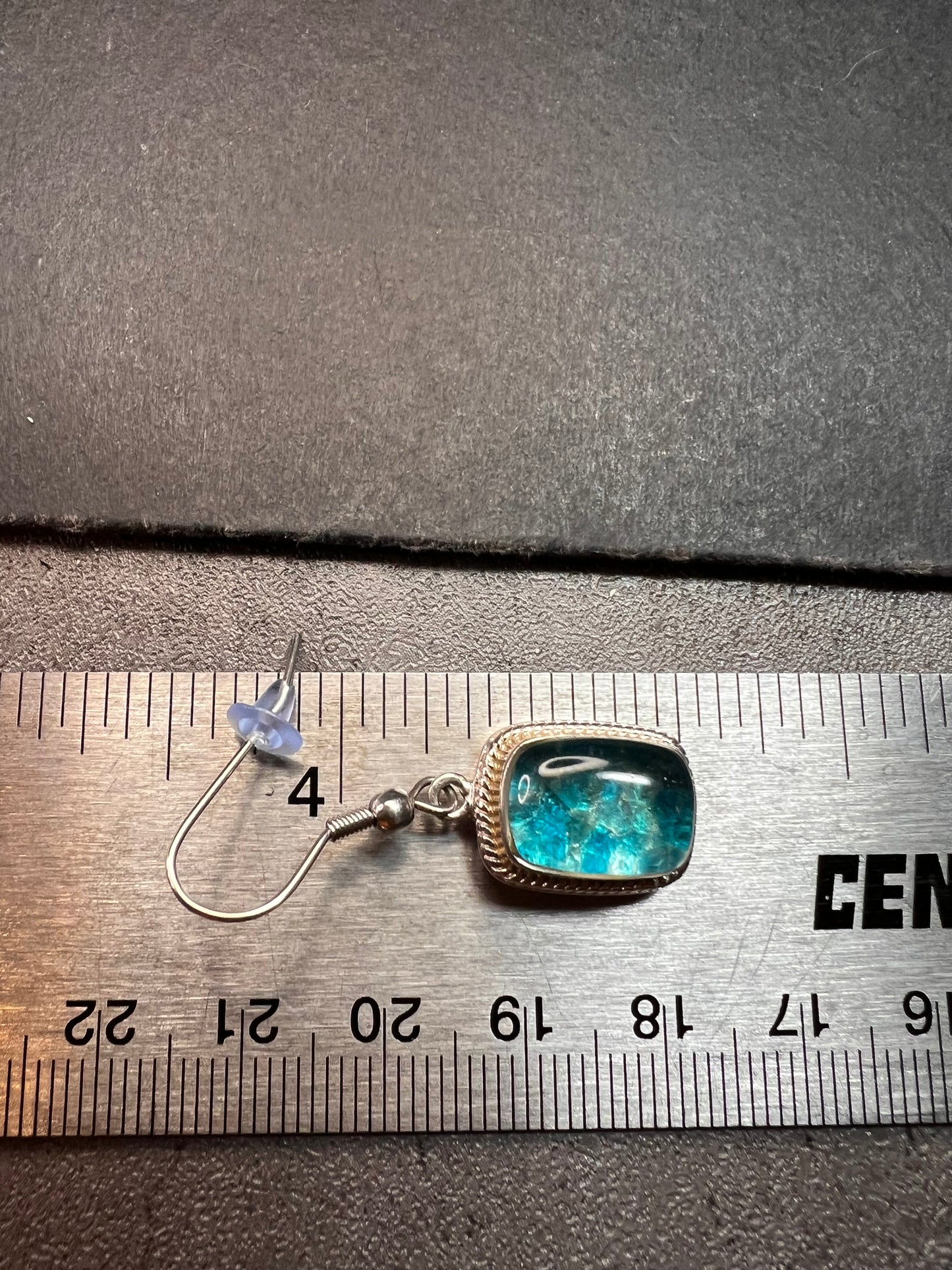 NEW neon apatite in matrix in platinum over copper