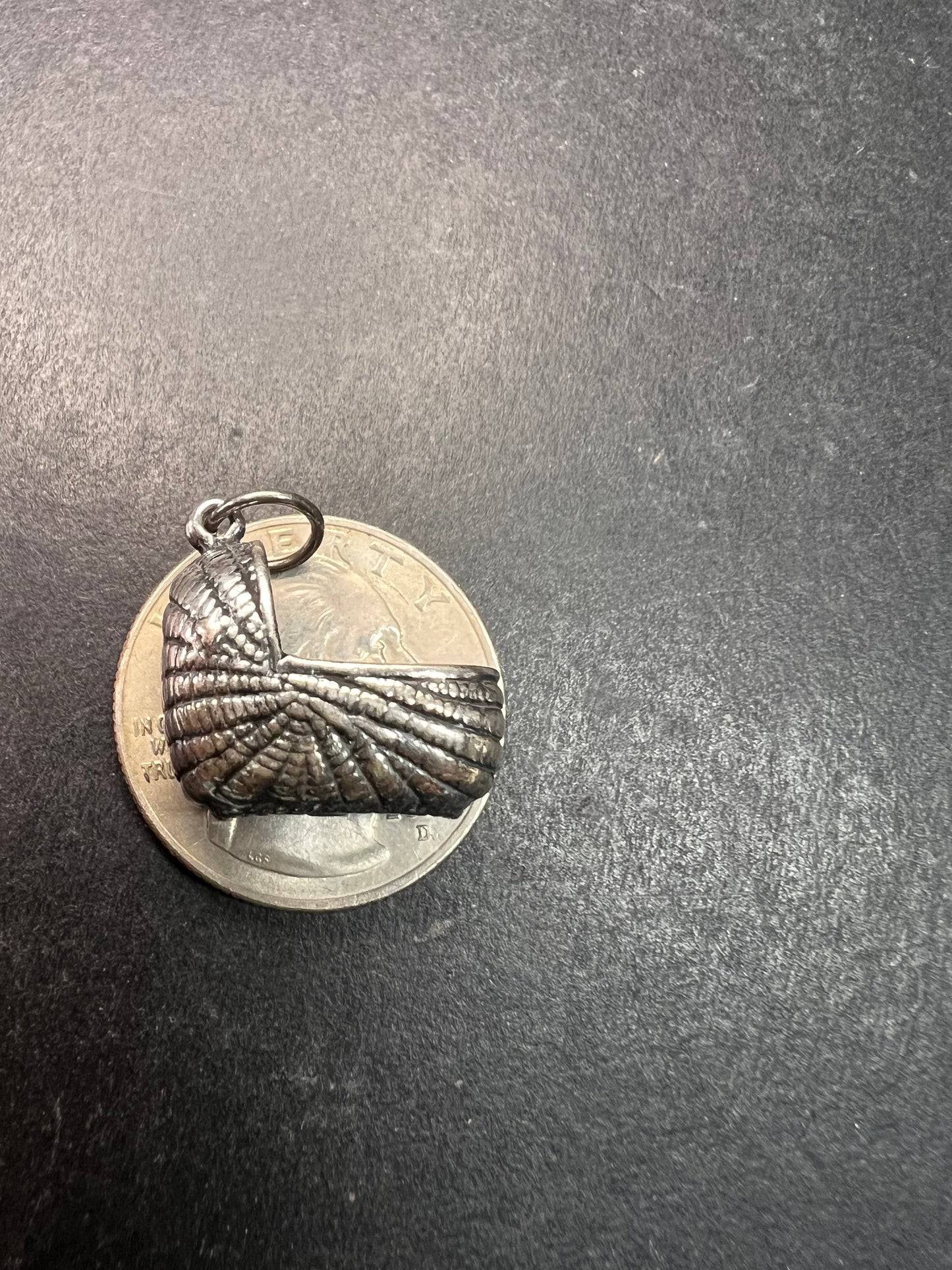 MCM Vintage Sterling Silver Baby Moses Basket Cradle Charm Pendant