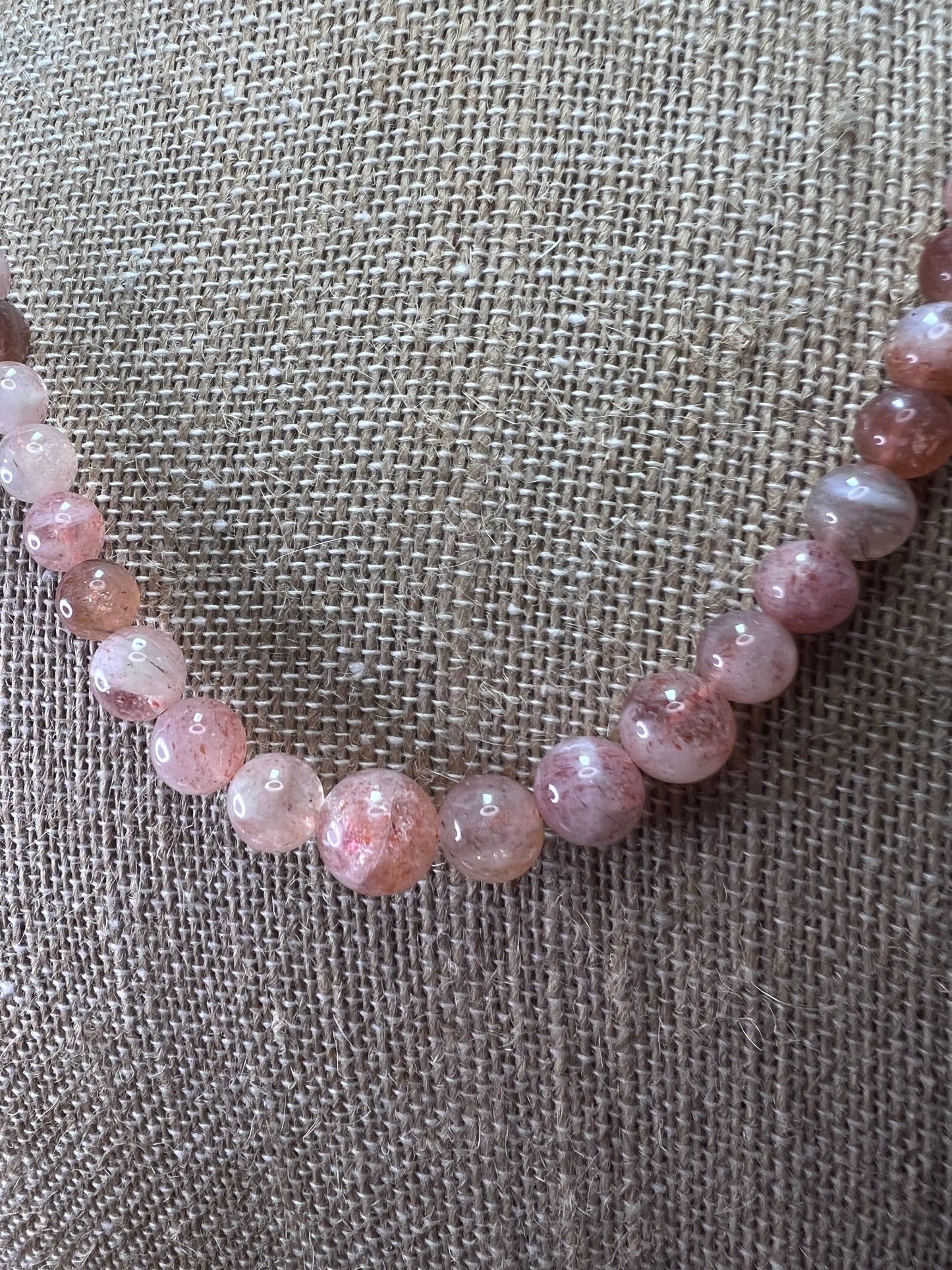 Sunstone graduated bead necklace 18 inches with sterling clasp