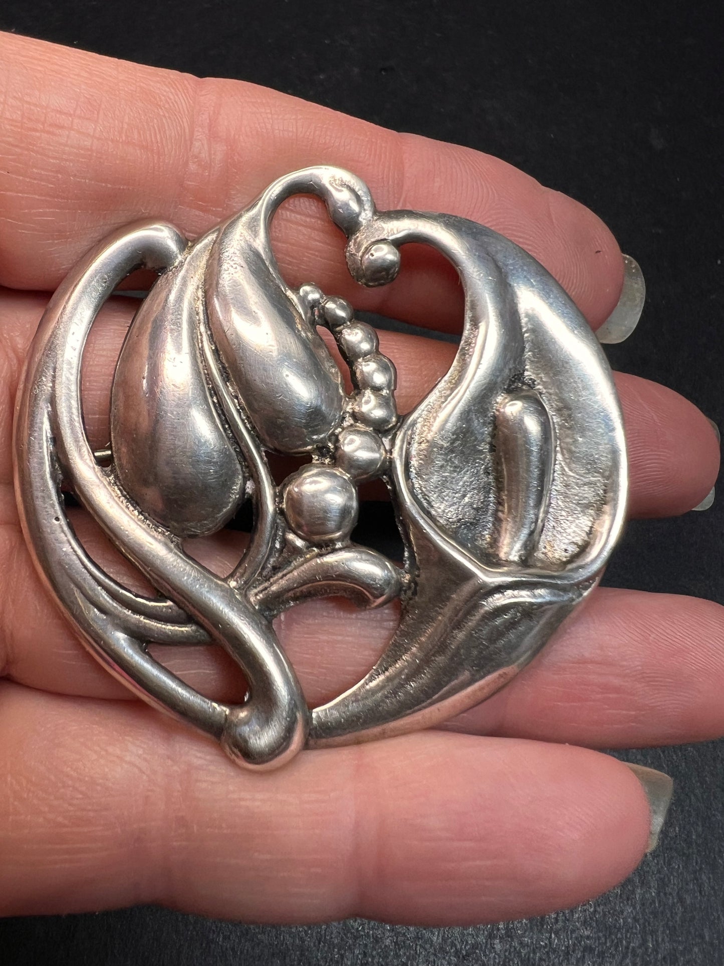 Vintage 1940s VIKING CRAFT Sterling Silver CALLA LILLY BROOCH
