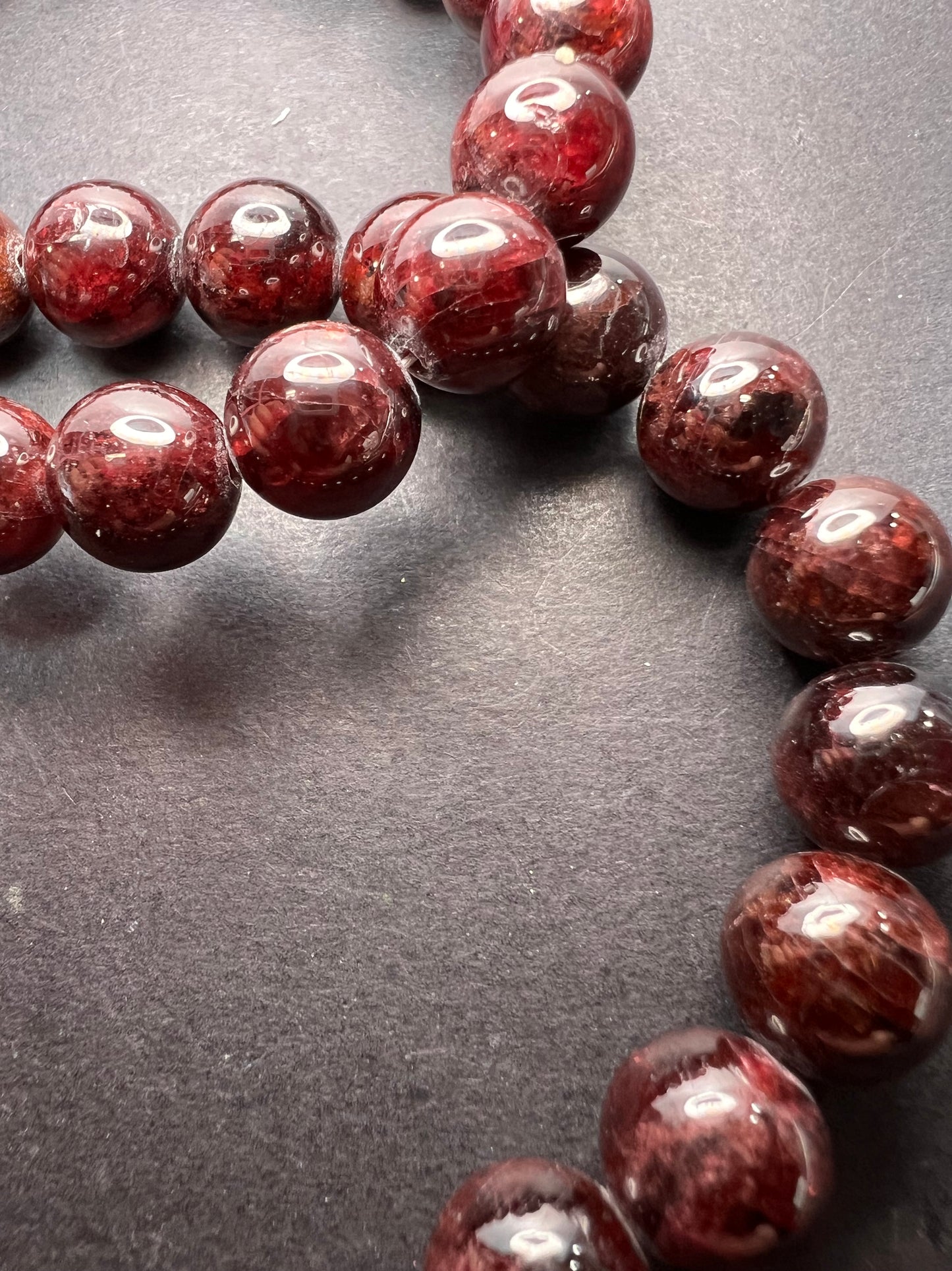 Garnet beaded necklace with sterling silver clasp