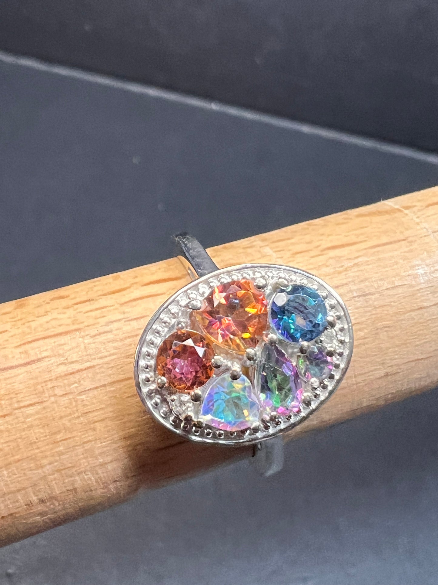 NEW cosmic mystic topaz ring in sterling silver size 8
