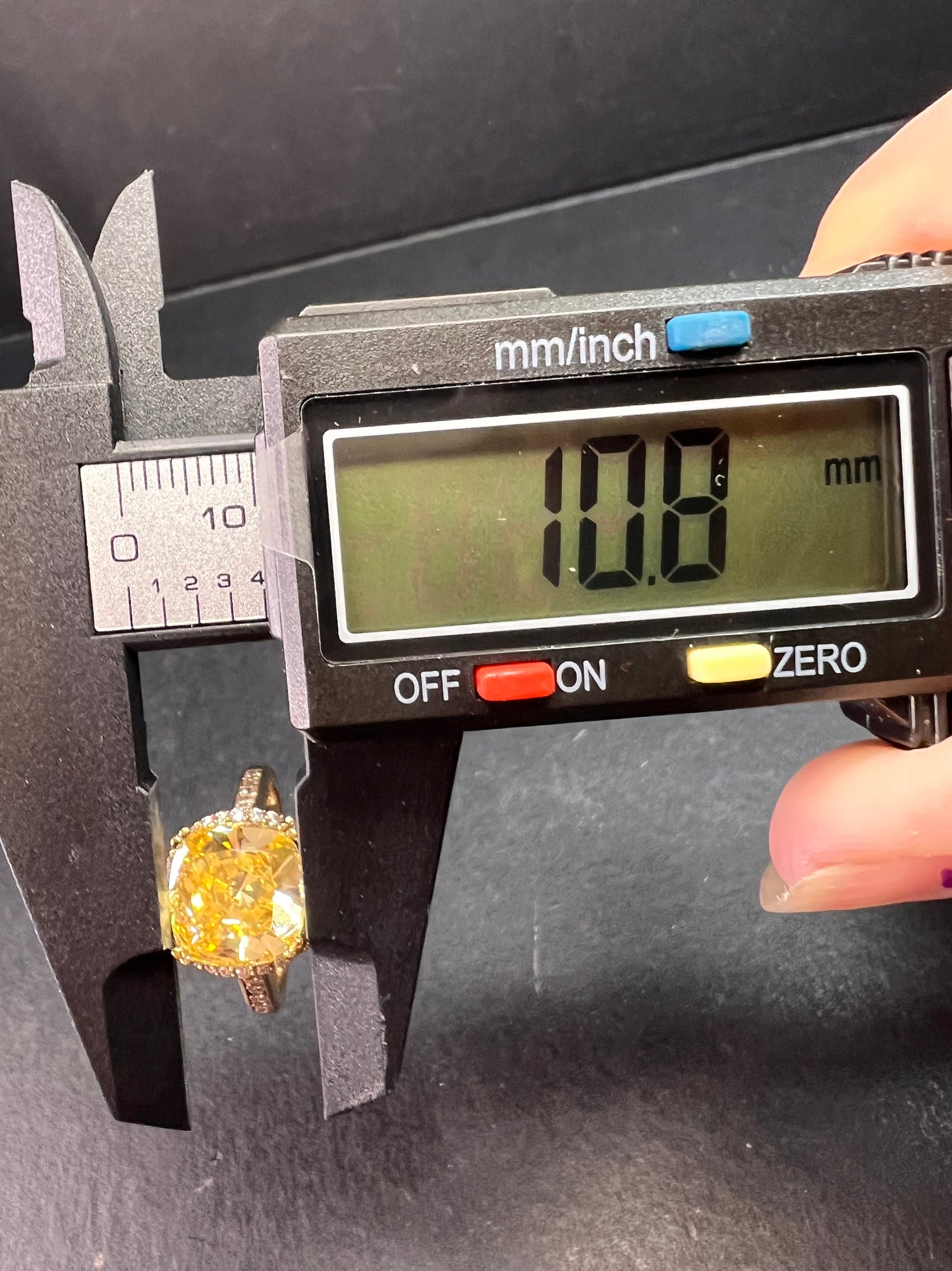 Yellow CZ halo ring in gold over sterling silver size 9