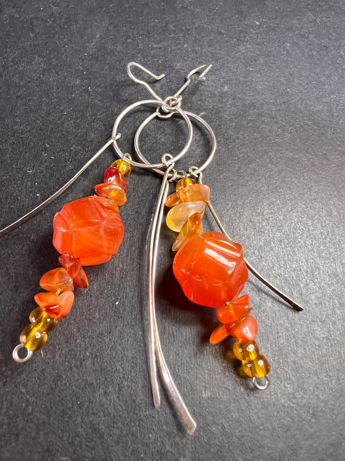 Vintage carnelian sterling silver dangle earrings