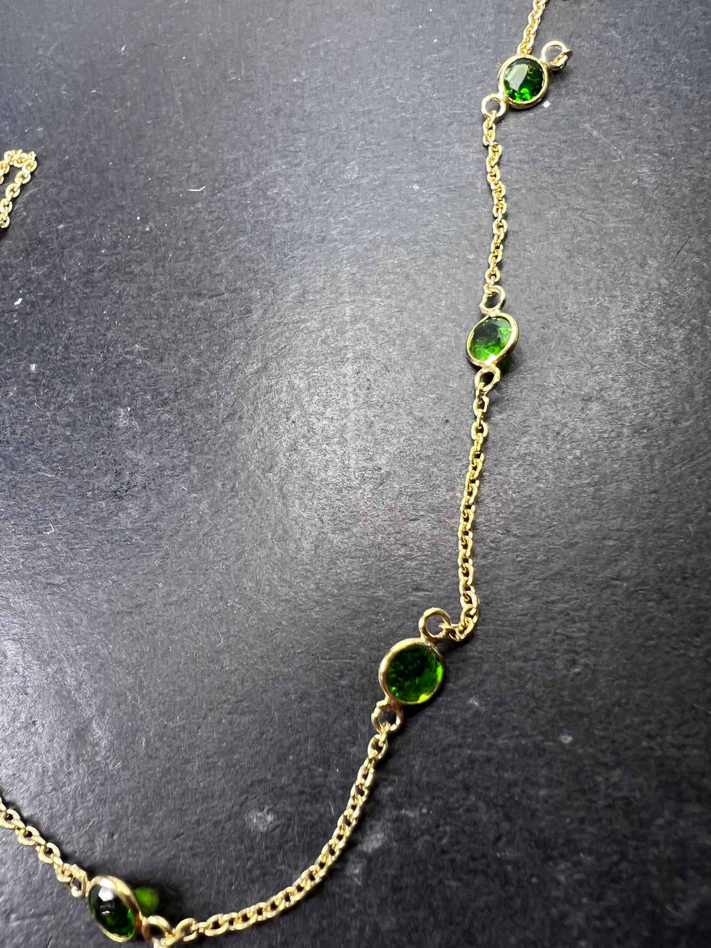 Chrome diopside gold over sterling silver 18 inch necklace