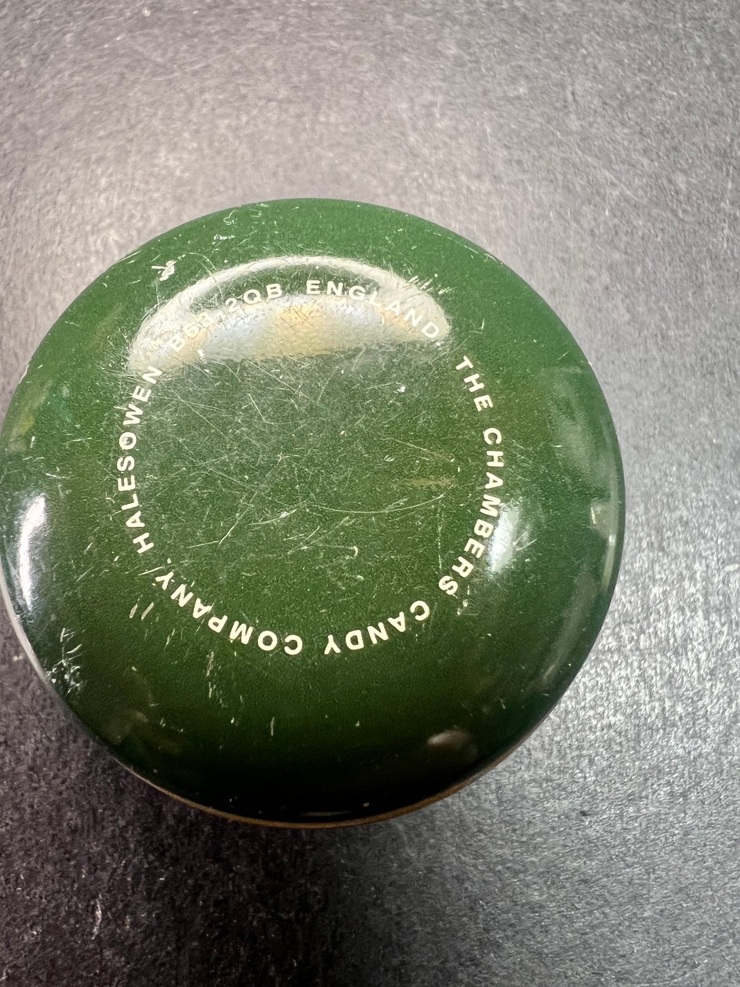 Vintage Art Nouveau Style Candy Tin Lady Portrait Green Round Tin
