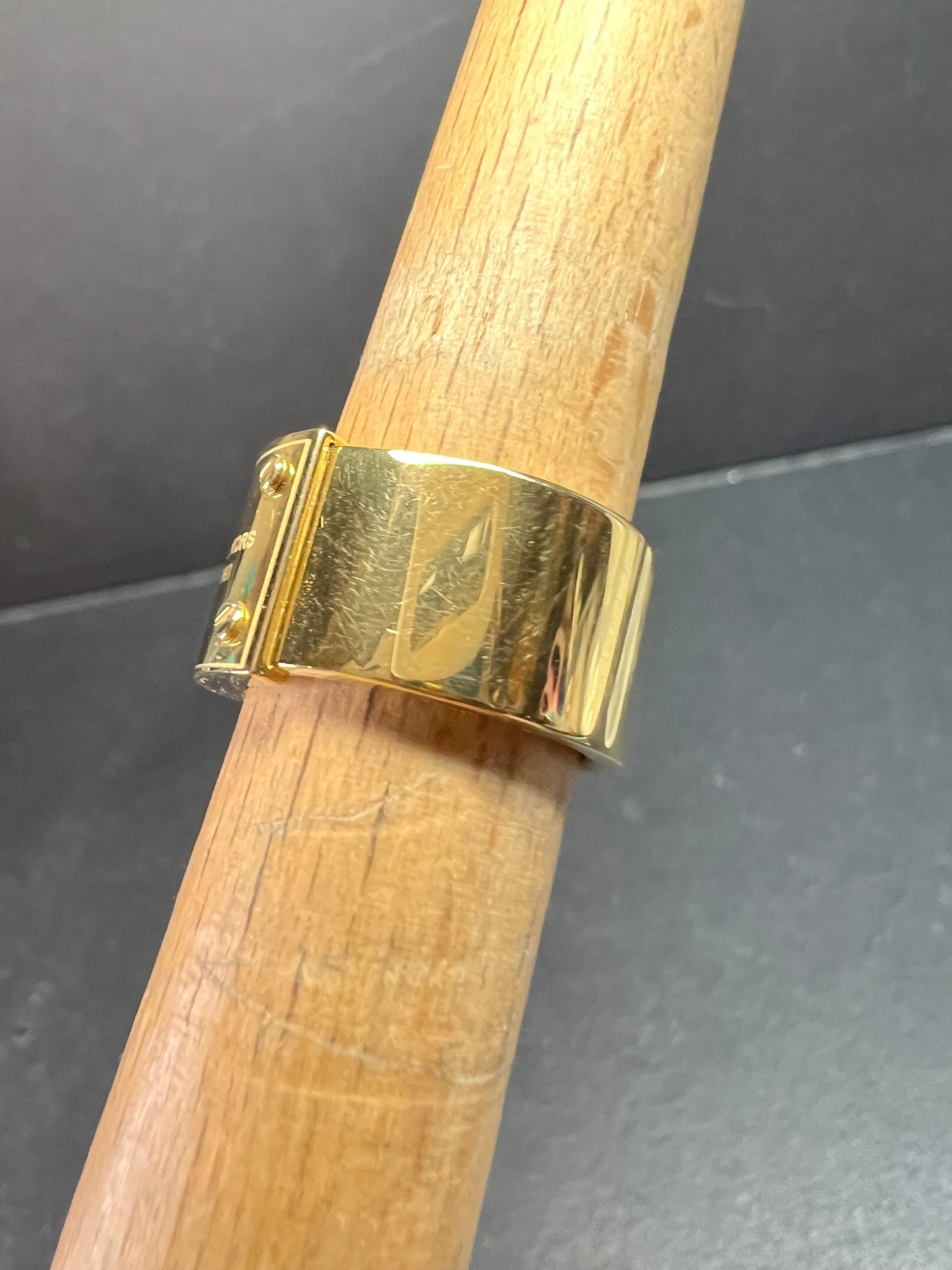 Michael Kors Gold Tone Wide Band Ring Size 6 Est 1981