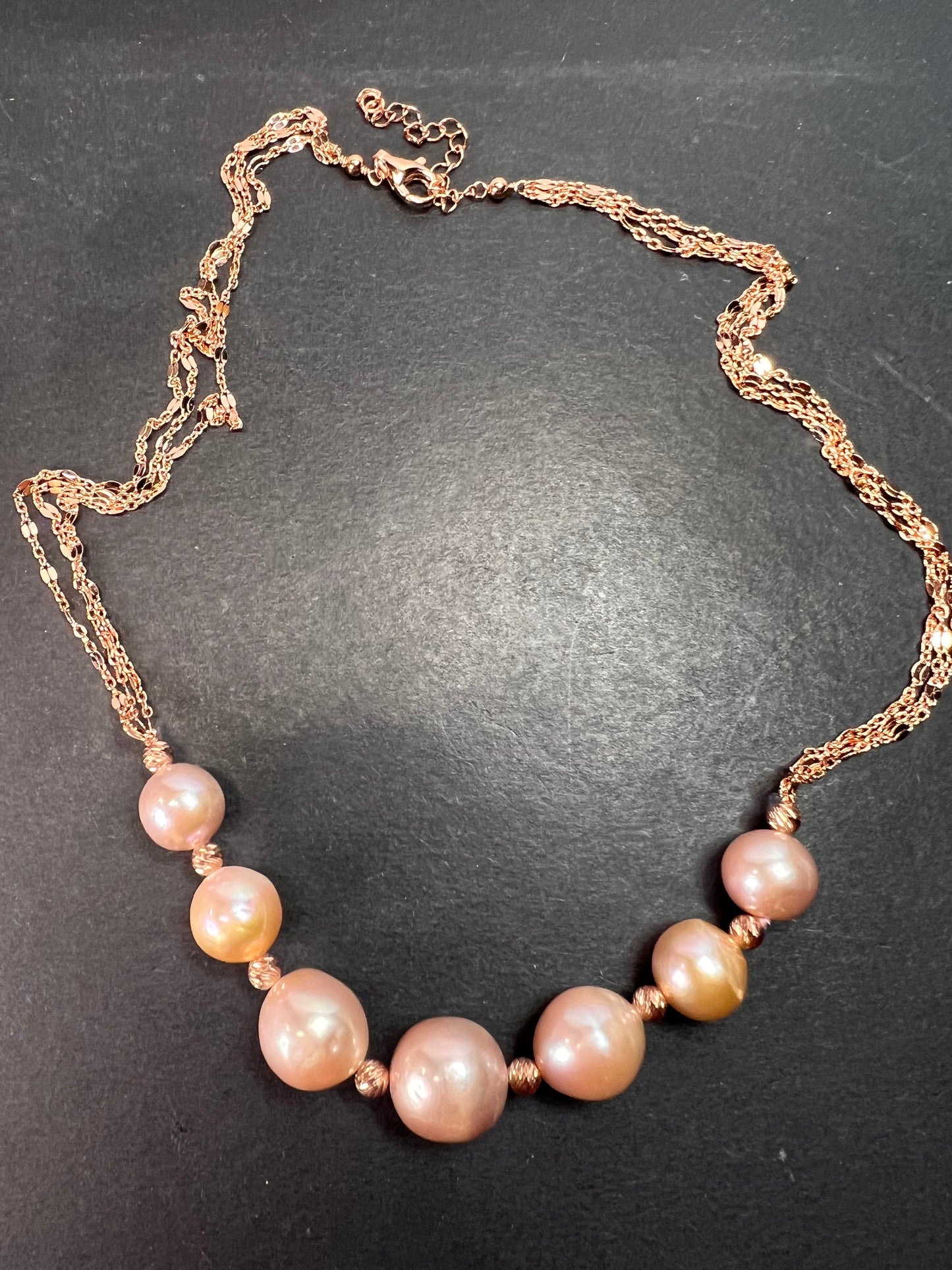 Multi-Color Cultured Freshwater Pearl 18k Rose Gold Over Sterling Silver Necklace *NEW*