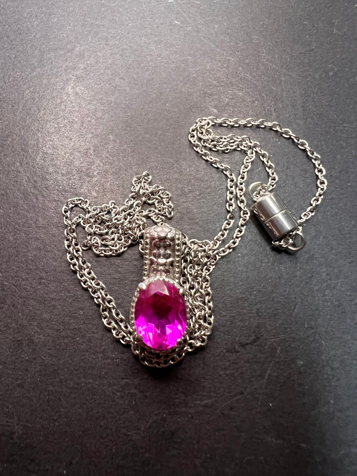 Radiant orchid quartz pendant and chain necklace in stainless steel *NEW*