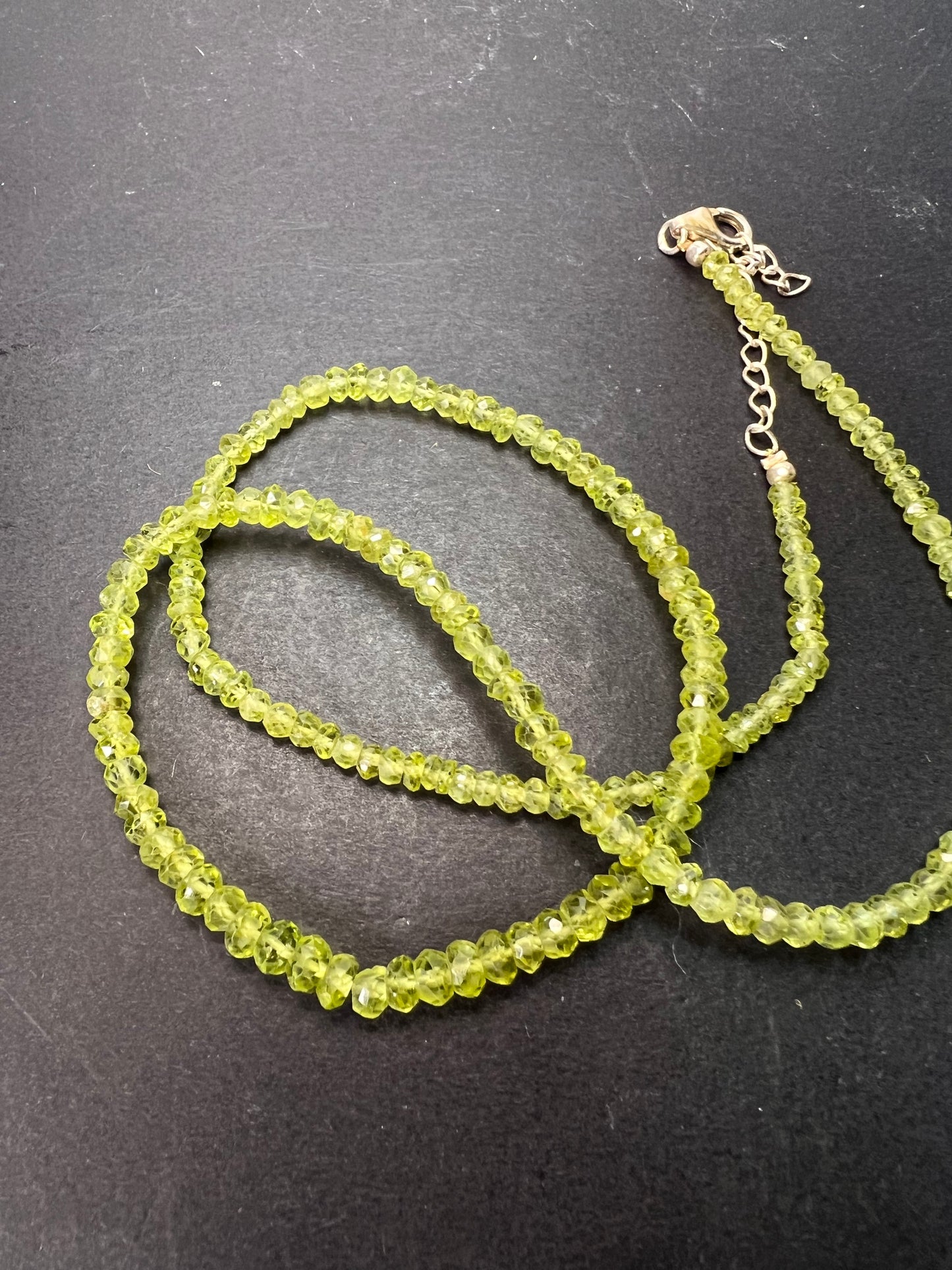 Faceted peridot and sterling necklace