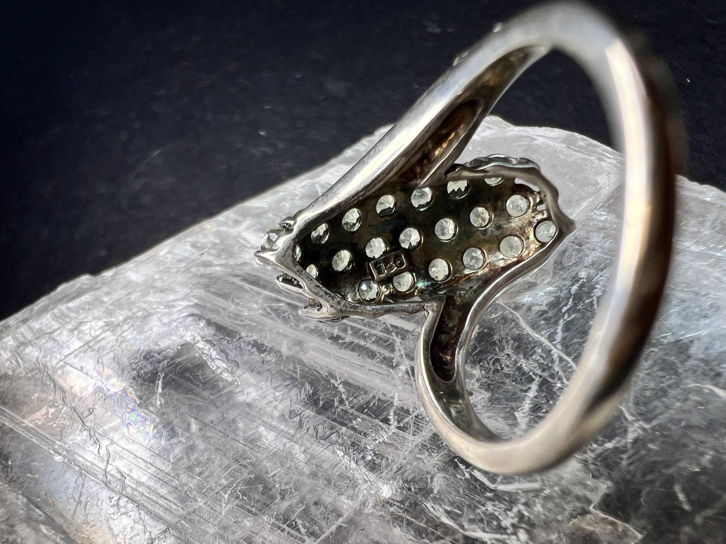Vintage Sterling Silver Green Sapphire Cluster Ring Size 7