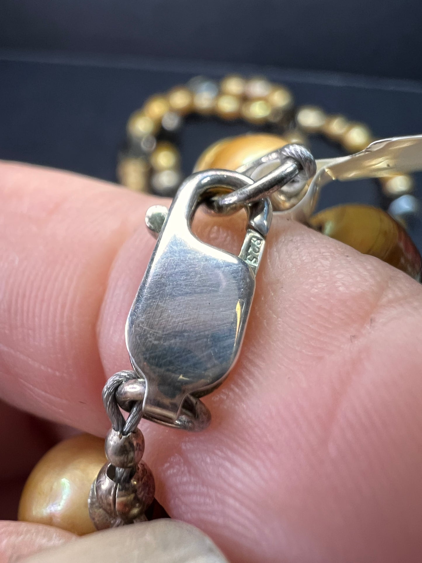 NEW smoky quartz and pearl multi strand necklace with sterling silver clasp