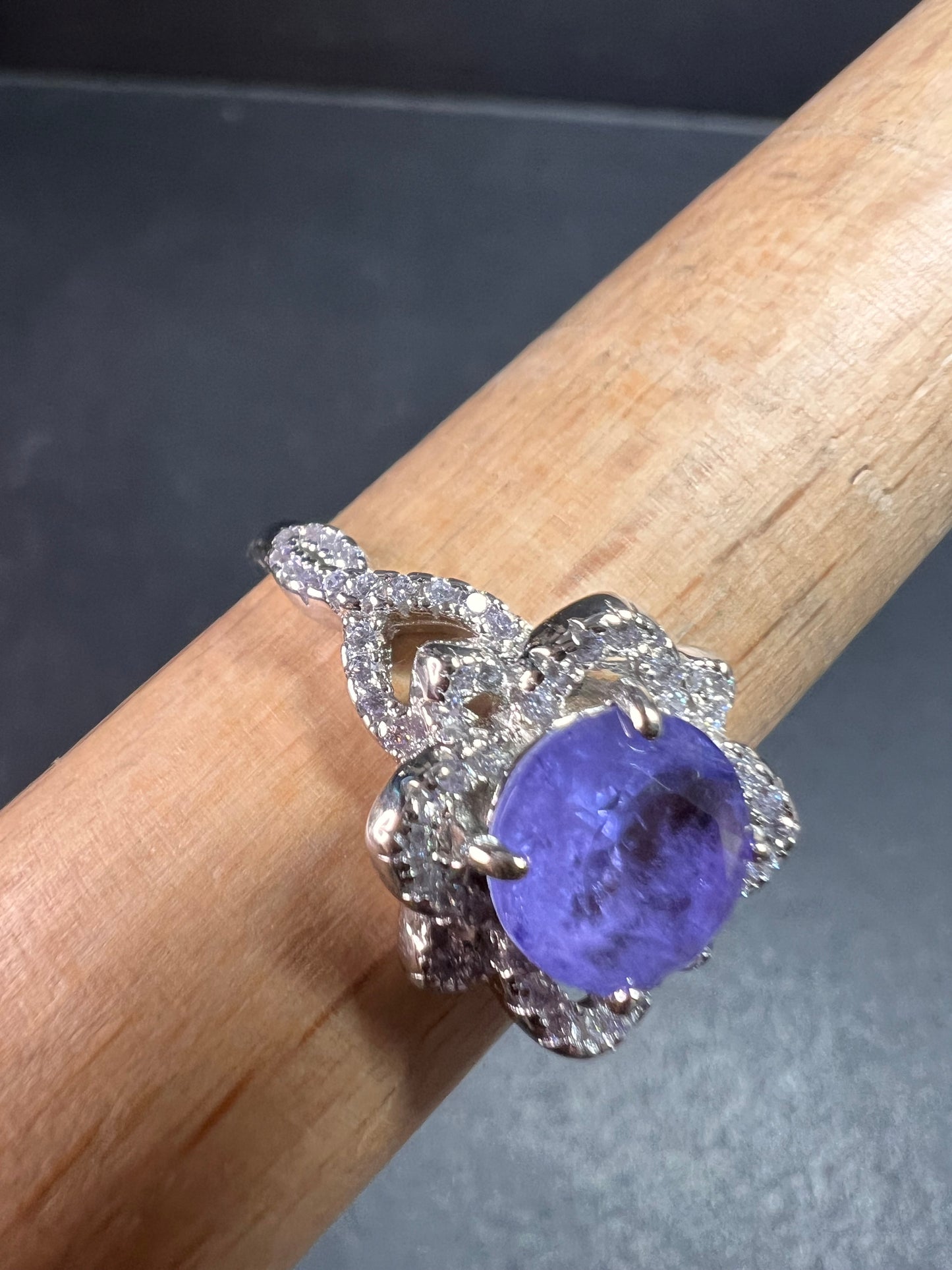 New Bomb Party Sterling Silver Lavender Simulated Amethyst Dinner Ring Sz 9