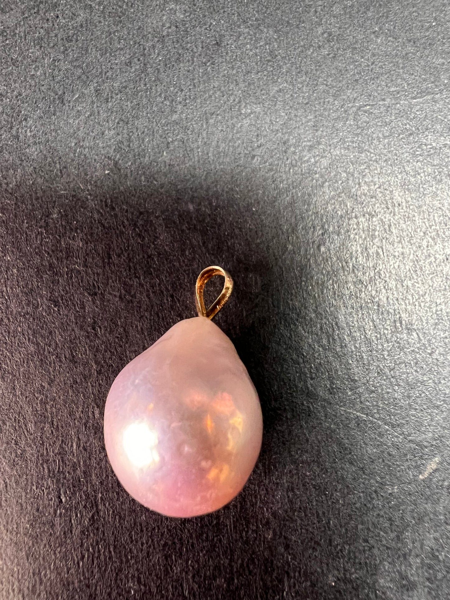 14k rose gold mauve pink baroque pearl pendant