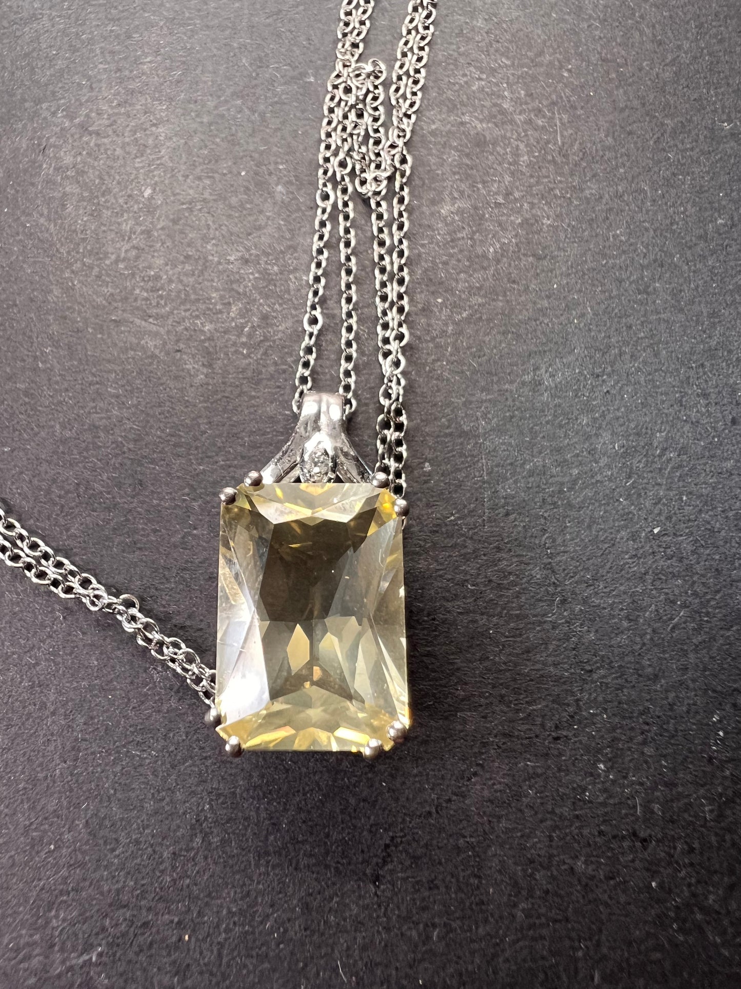 Yellow labradorite pendant necklace in sterling silver with chain