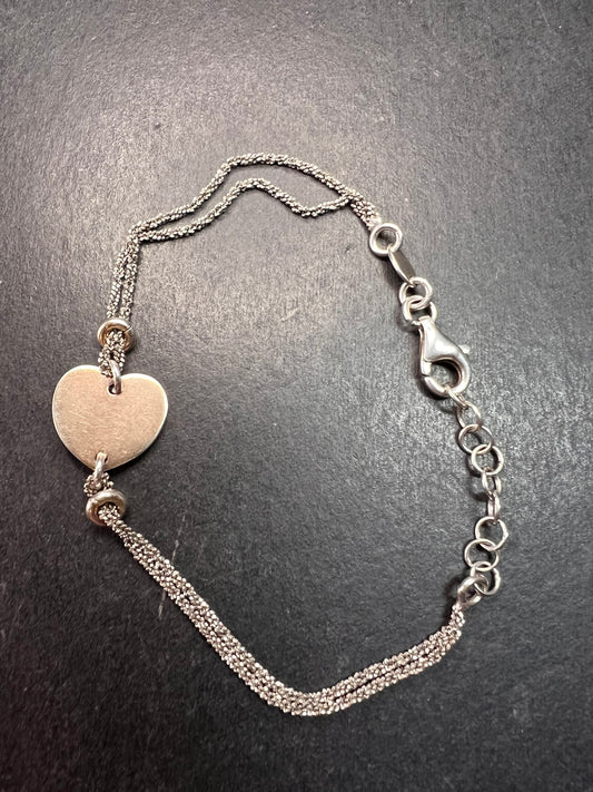 Vintage Dyadema sterling silver two toned heart charm multi chain bracelet