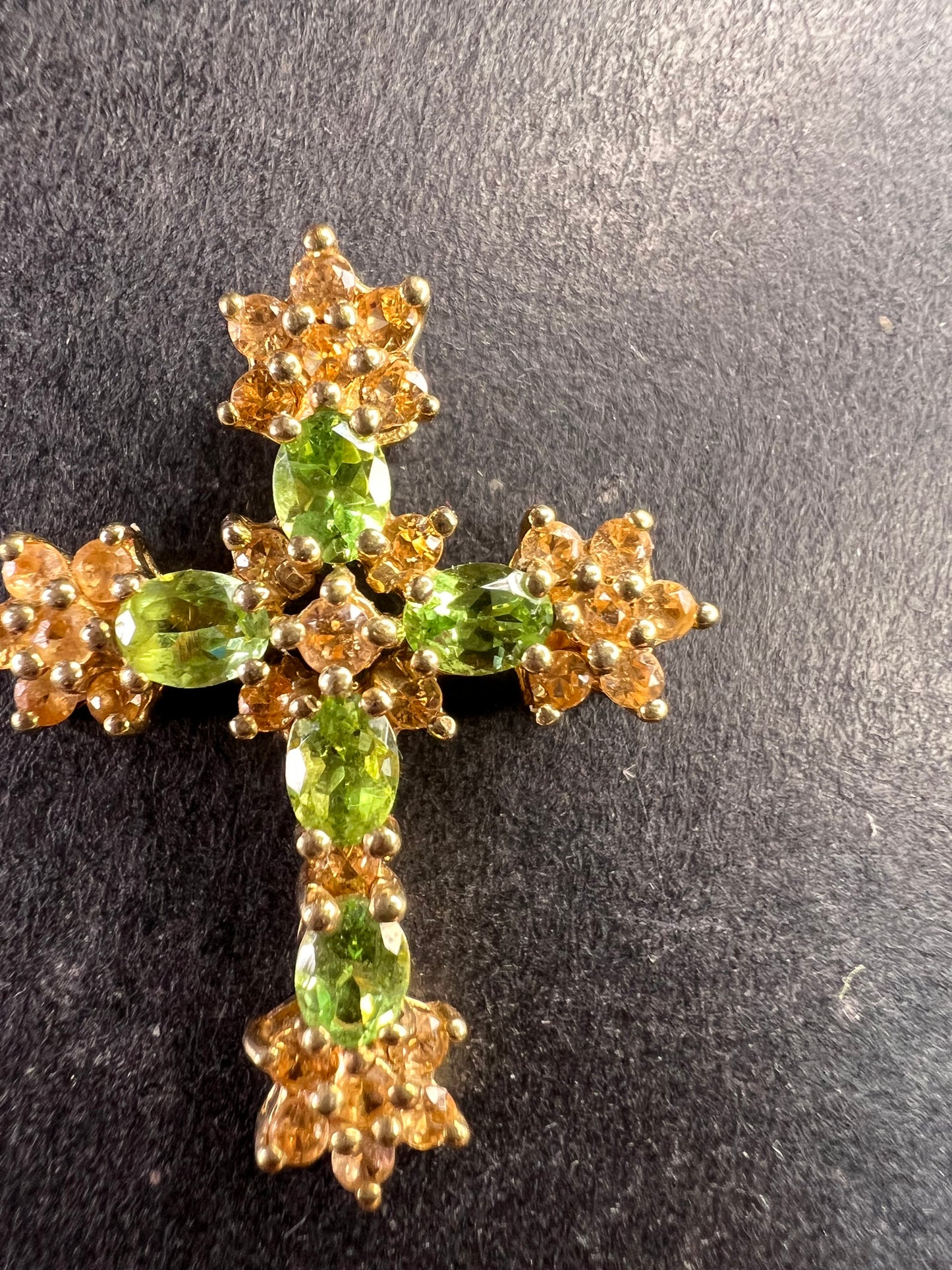 Vintage 10K Yellow Gold Tsavorite and Golden Beryl Cross Pendant – Samuel Aaron