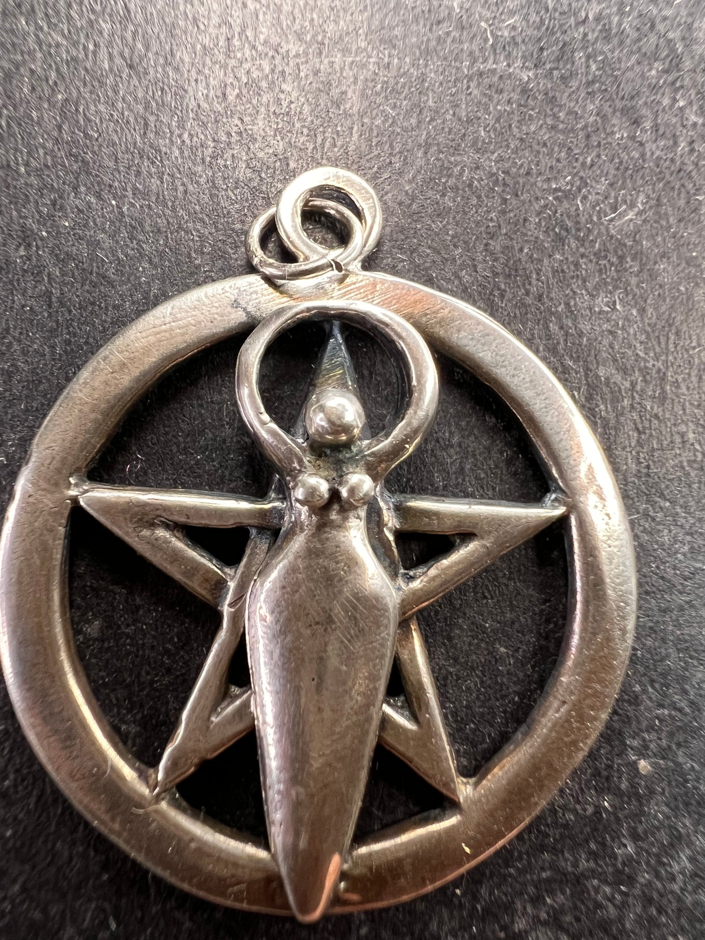 Sterling Silver Goddess Pentagram Pendant Dead Stock Vintage Pagan Wiccan Jewelry