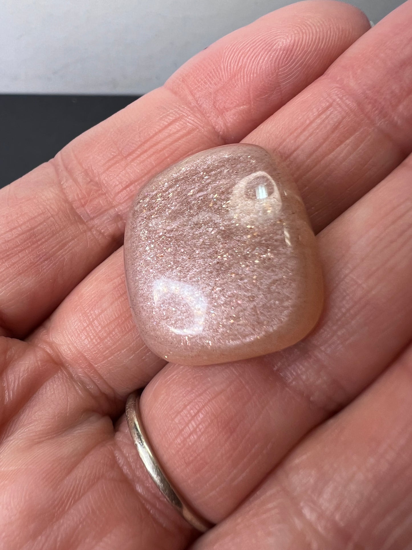 Peach moonstone/ sunstone cabochon