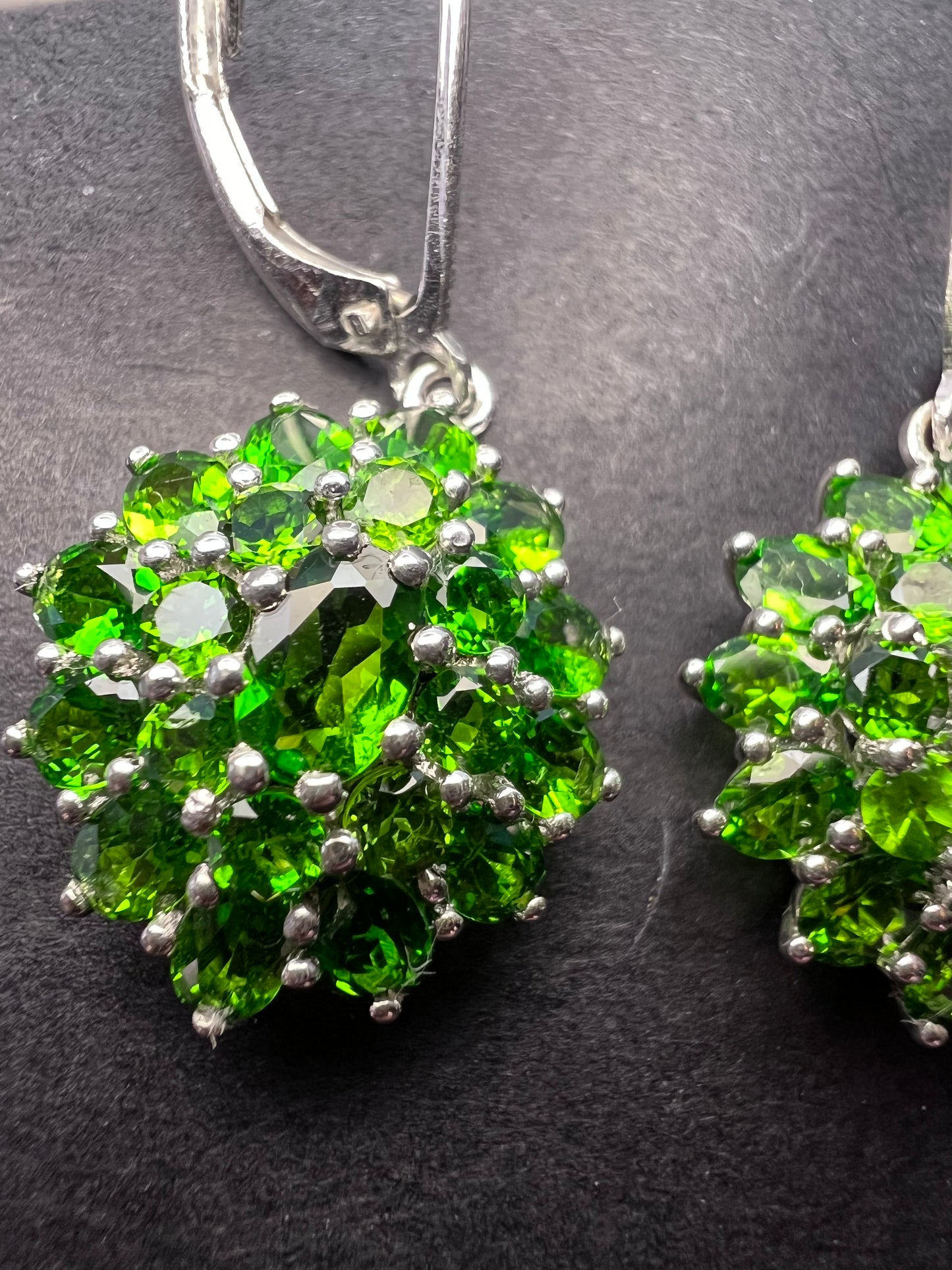 Chrome Diopside Lever Back Earrings in Platinum Over Sterling Silver 11.90 ctw