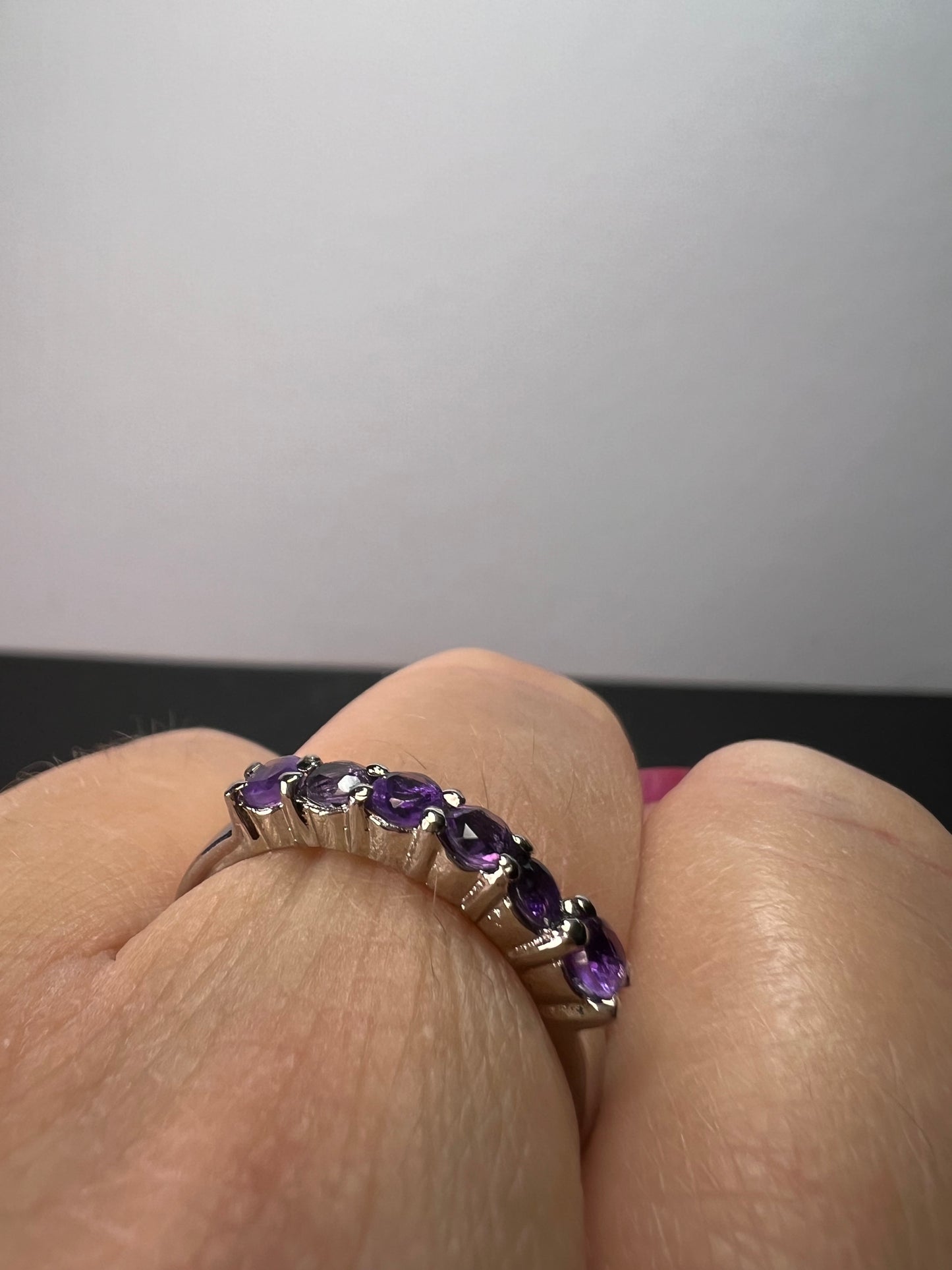 Stainless steel amethyst ring size 9