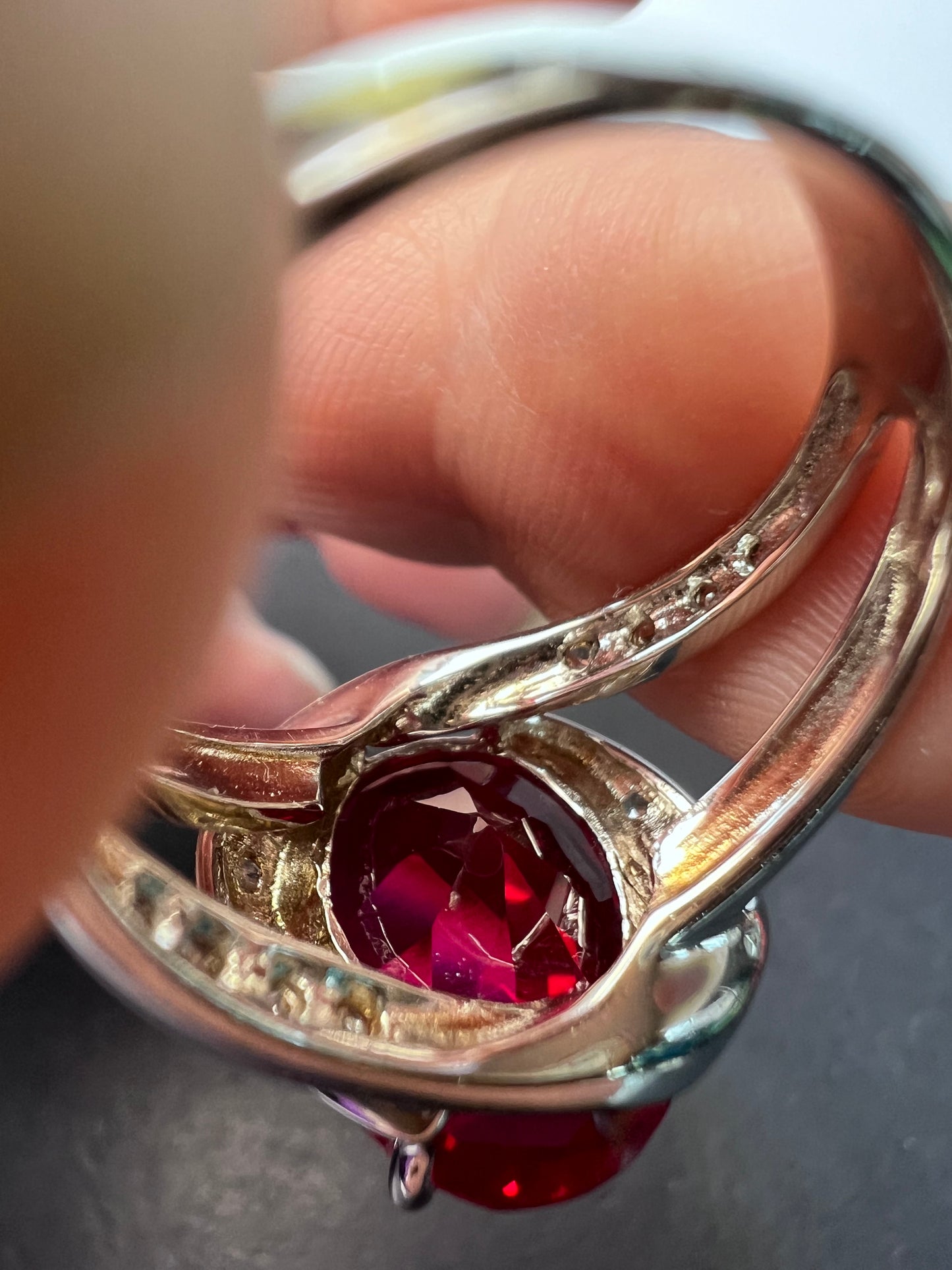 Lab created ruby cocktail ring in sterling silver size 9