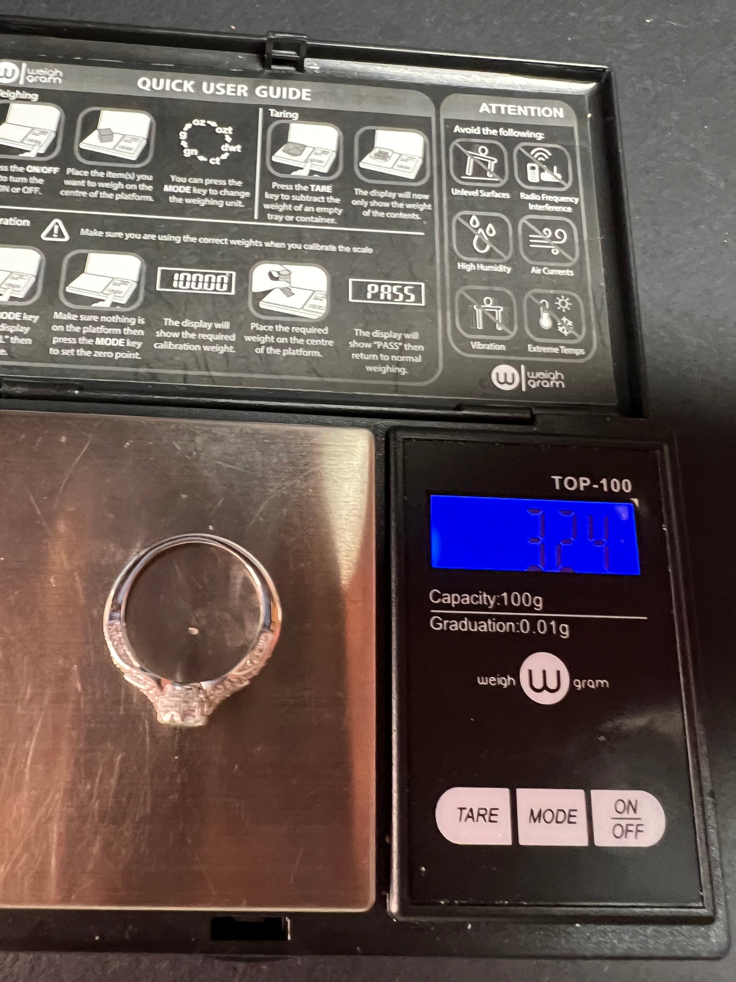 NEW grandidierite and zircon crown ring in rhodium over sterling silver size 8