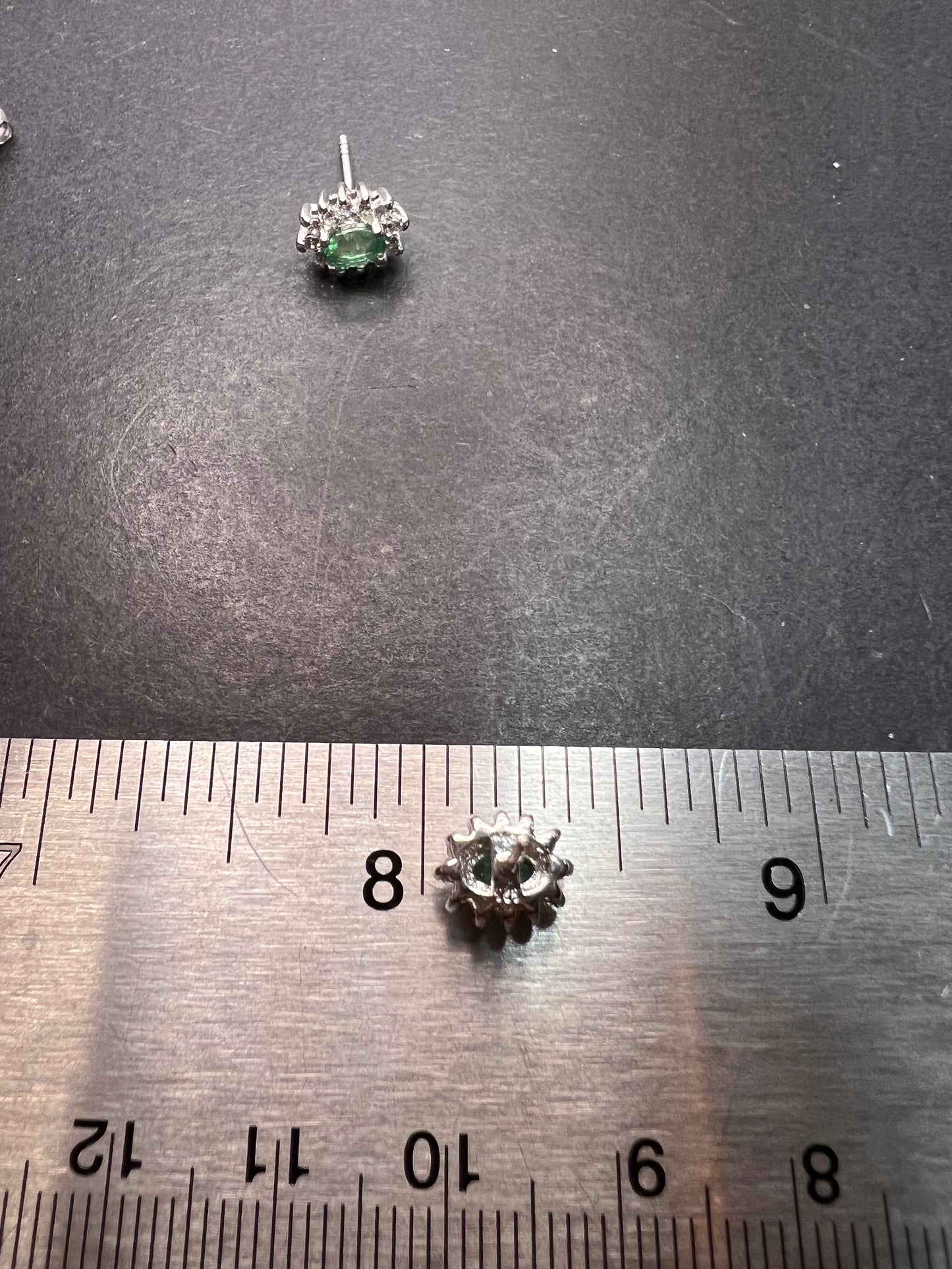 Zambian emerald and zircon sunburst stud earrings in platinum over sterling silver *NEW*