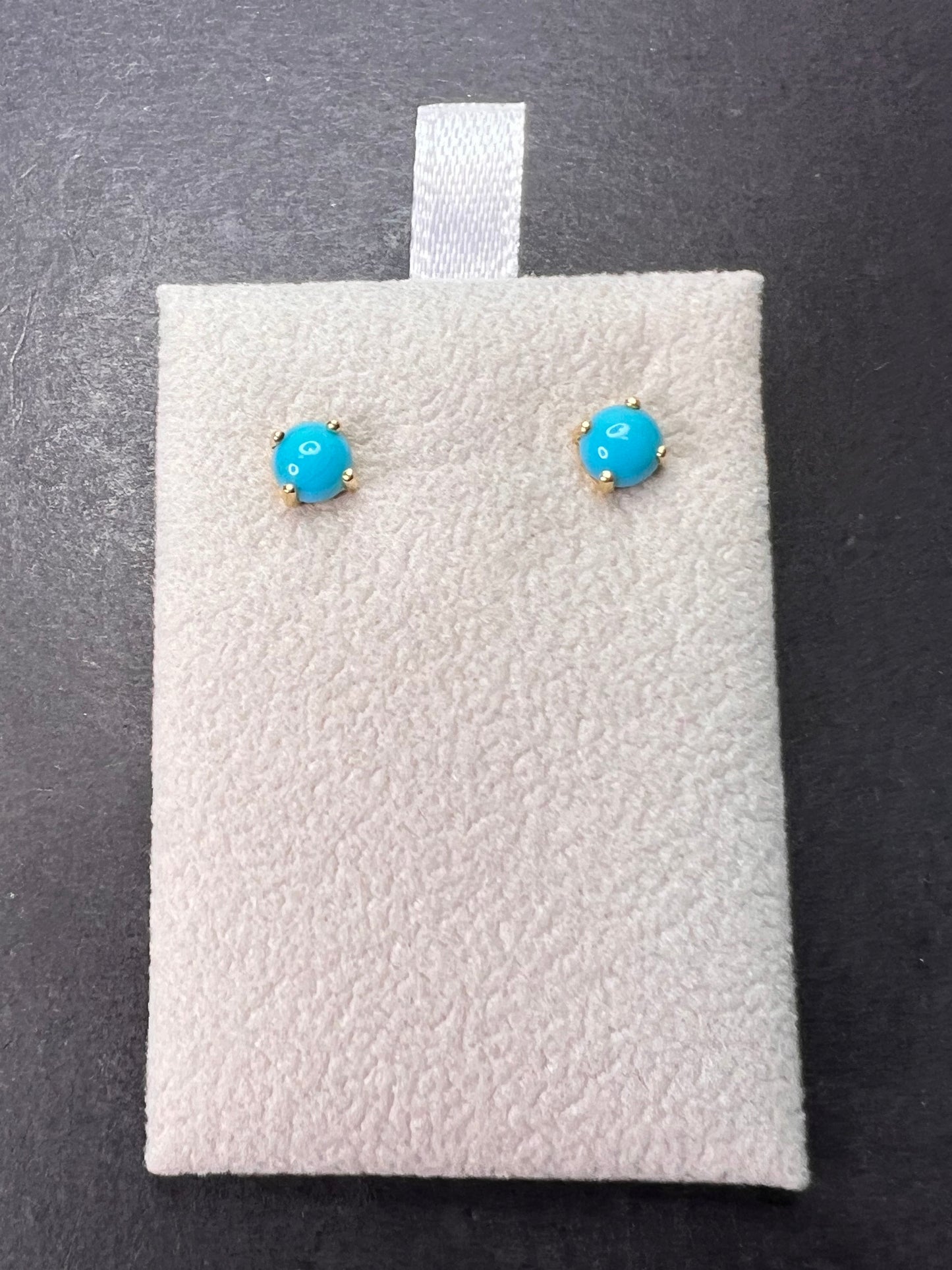 Sleeping Beauty turquoise stud earrings in gold over sterling