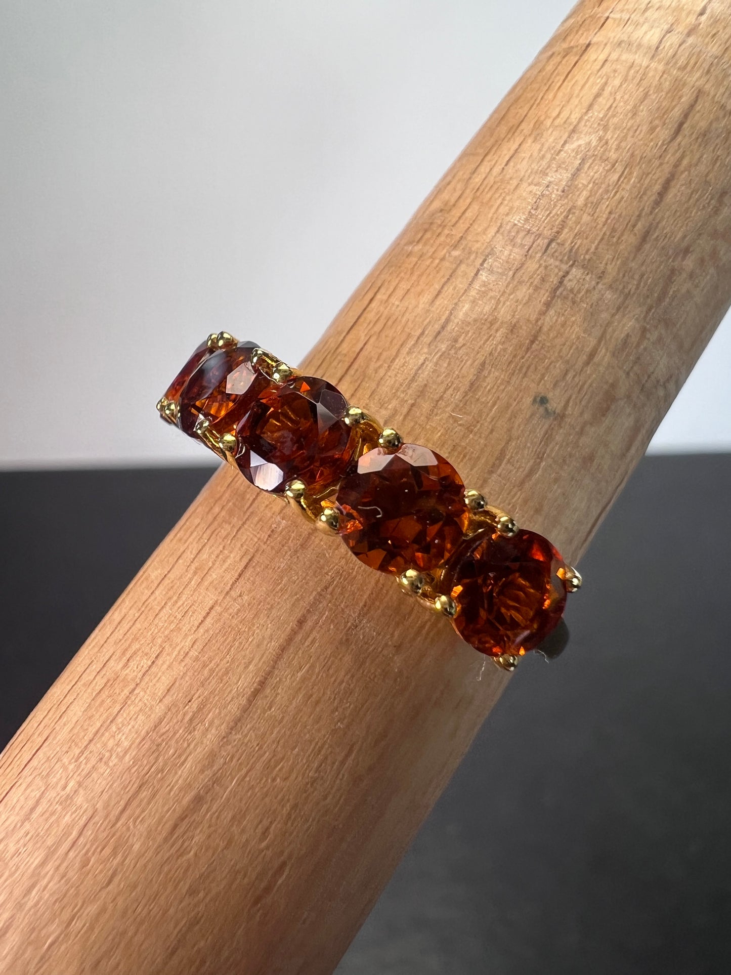 Brazilian Cherry Citrine 5 Stone Ring in Vermeil Yellow Gold Over Sterling Silver 2.25 ctw size 9