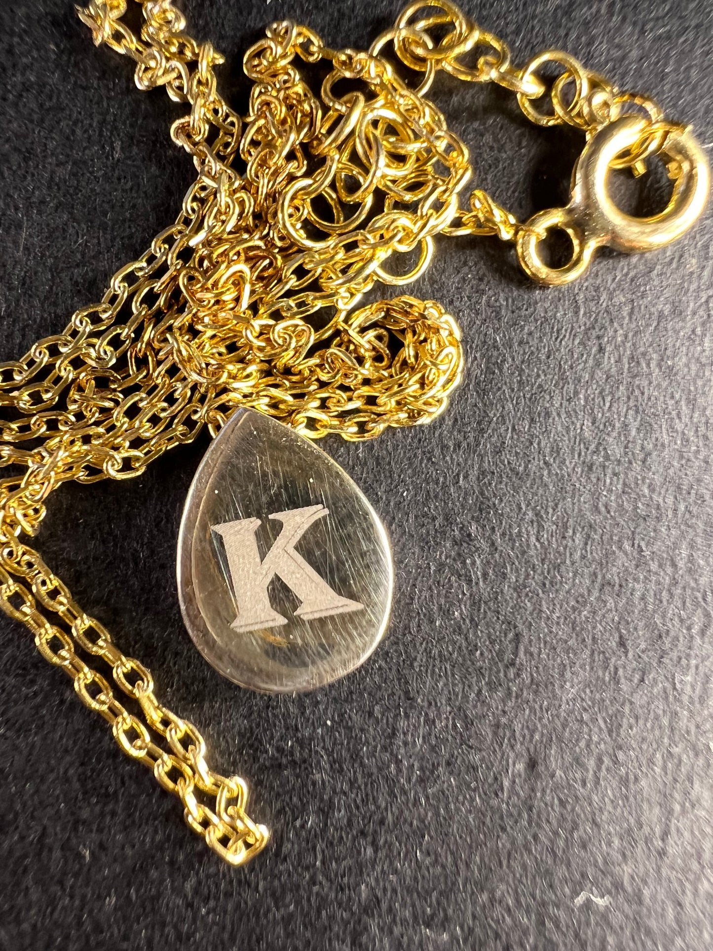 NEW sterling silver initial K pendant and chain 16 inch necklace