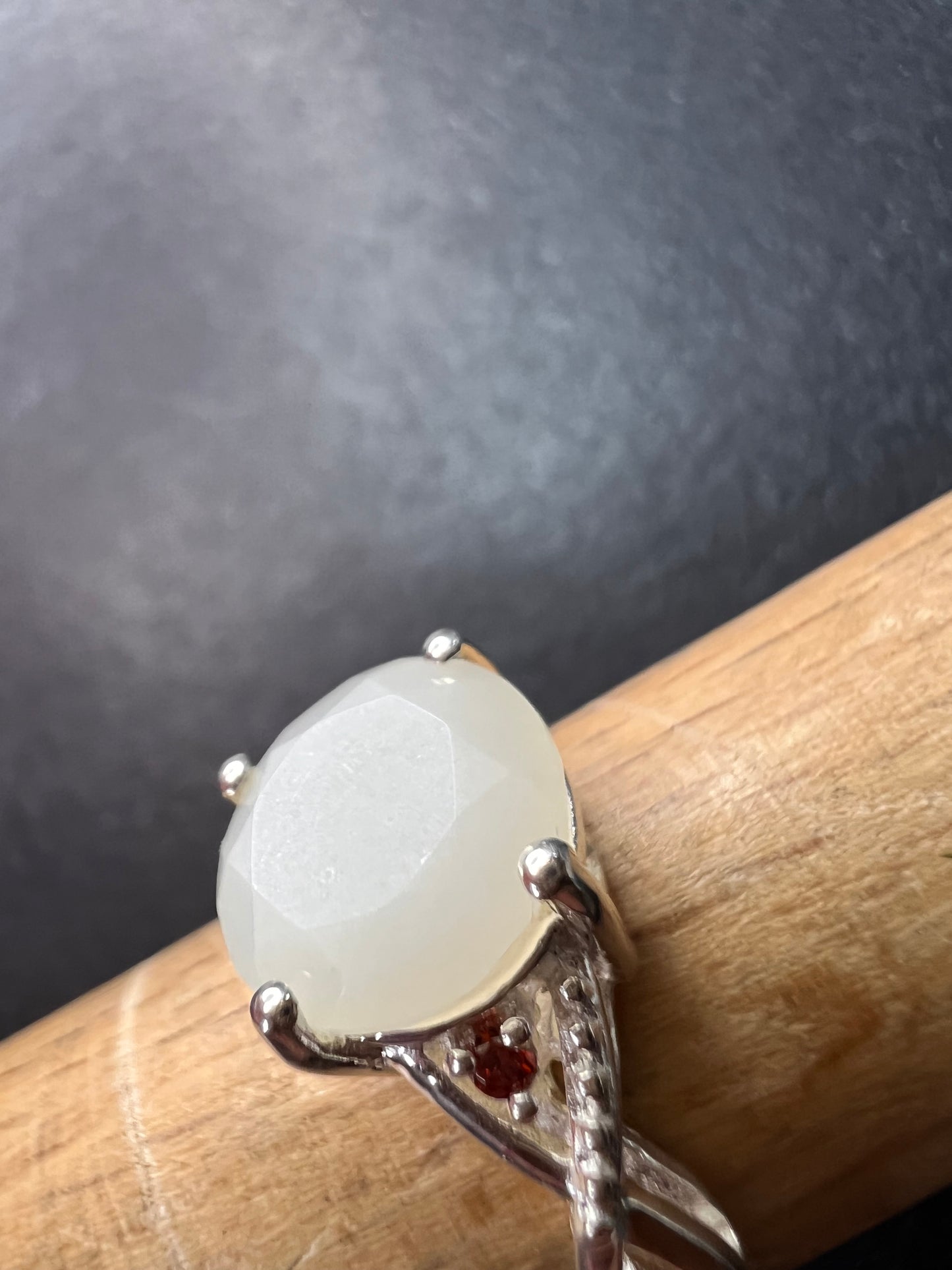 Silver moonstone ring in sterling silver size 6