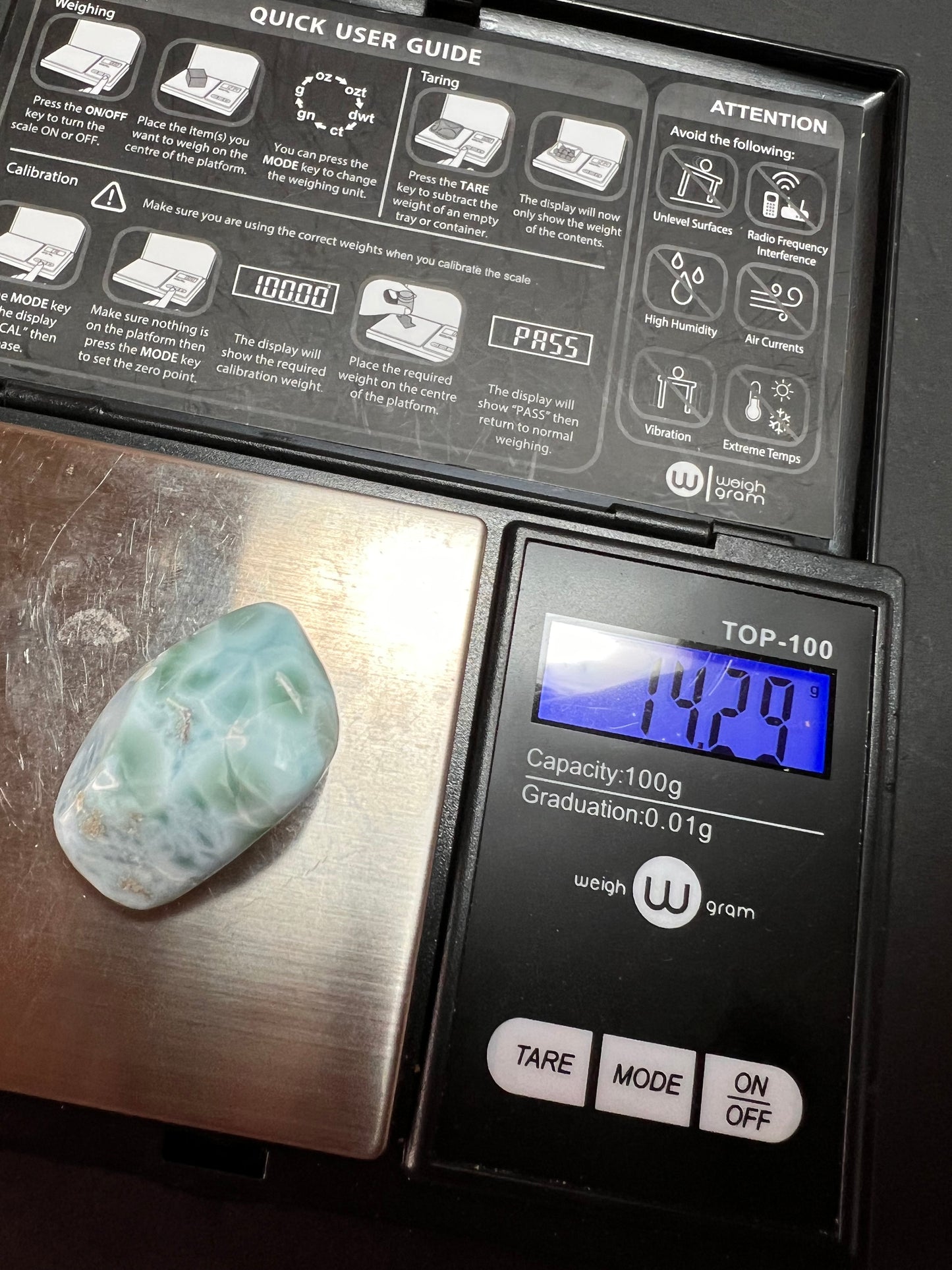 Larimar tumble 14.29 grams