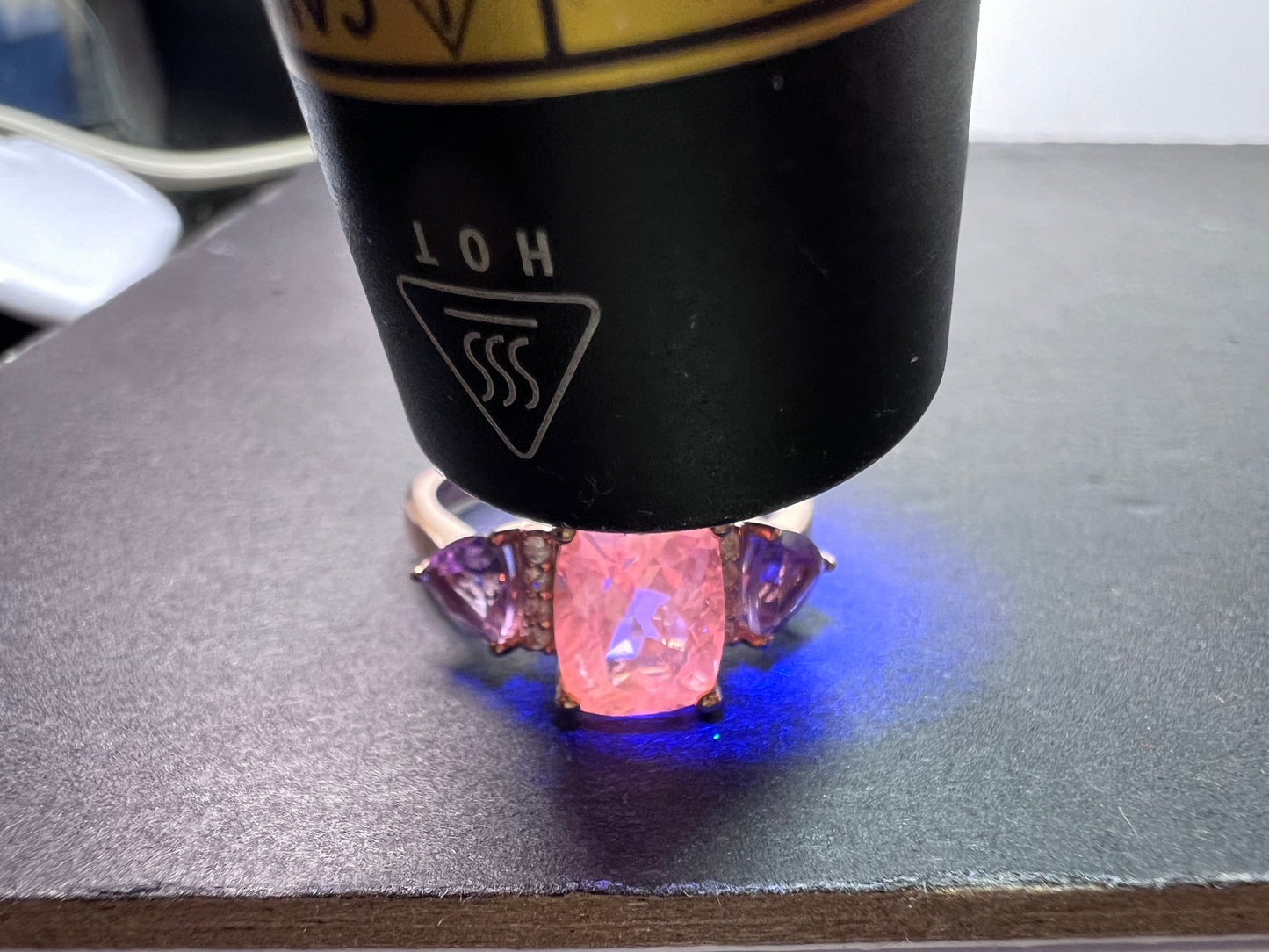 Pink kunzite 18k rose gold over sterling silver ring 3.03 ctw size 9