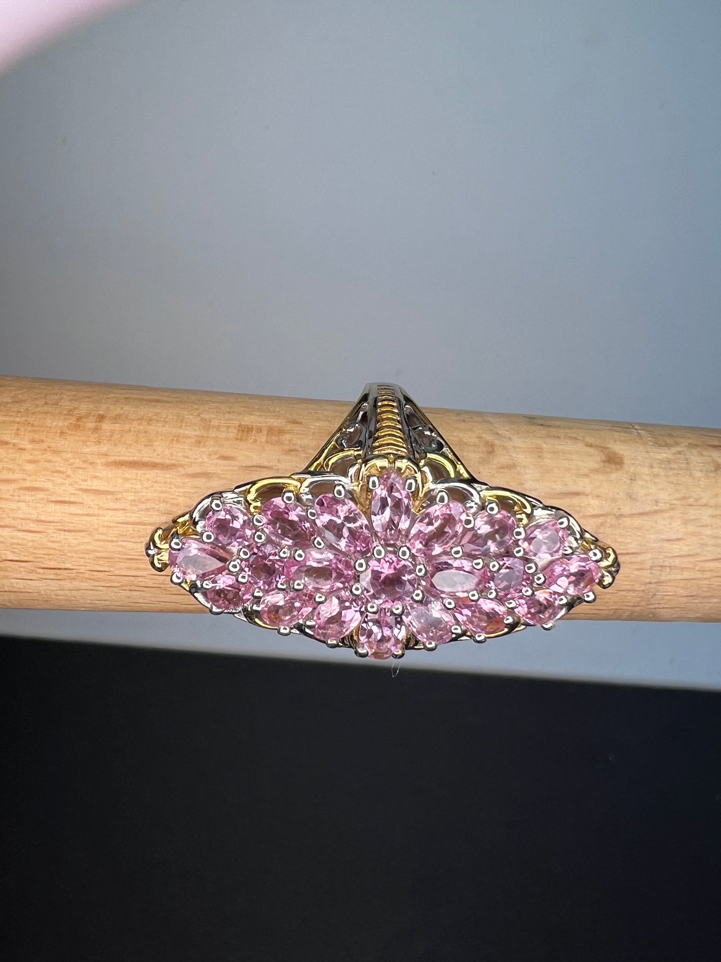 Pink tourmaline vintage vibes statement ring size 10