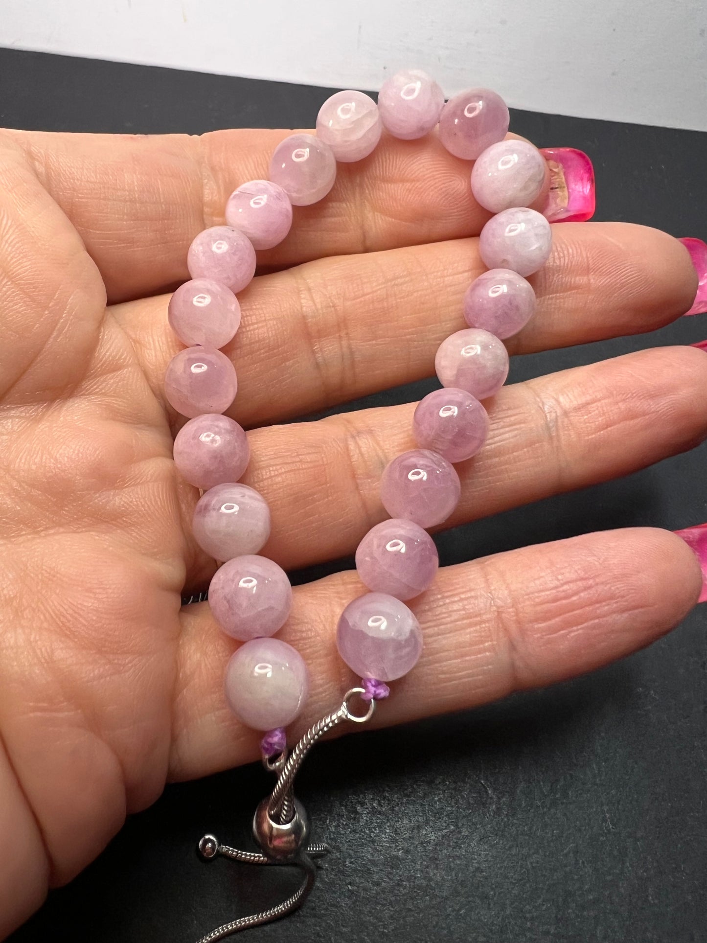 Kunzite Sterling silver bolo bracelet