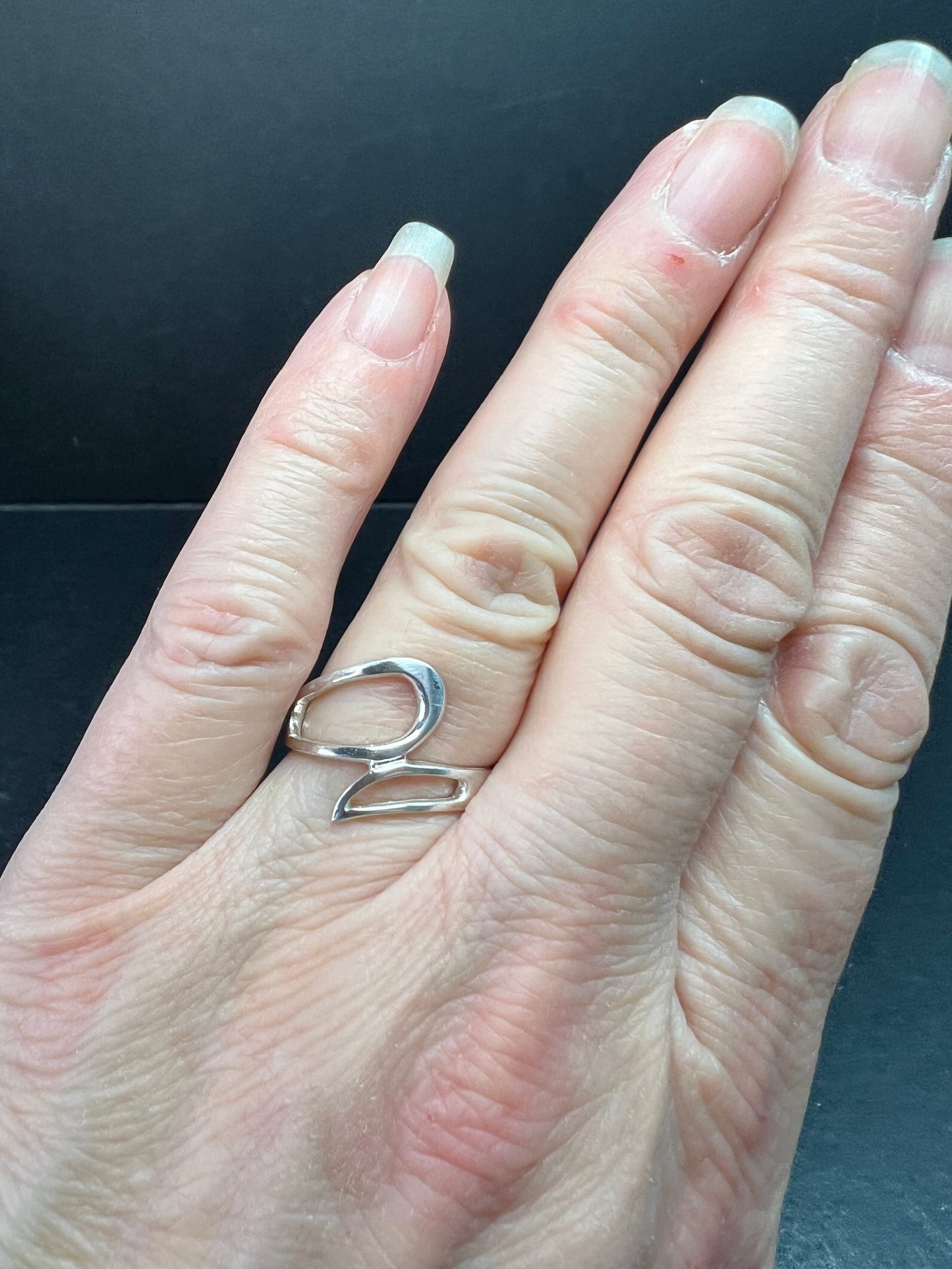 Sterling Silver Open Loop Modernist Ring Size 7.5