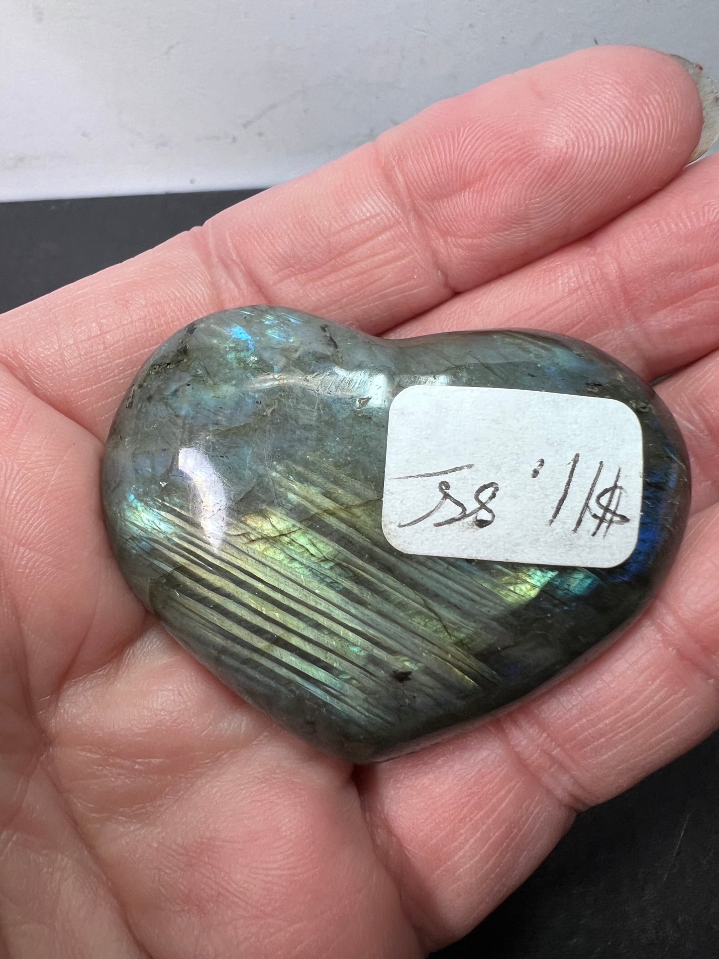 Labradorite heart palm stone