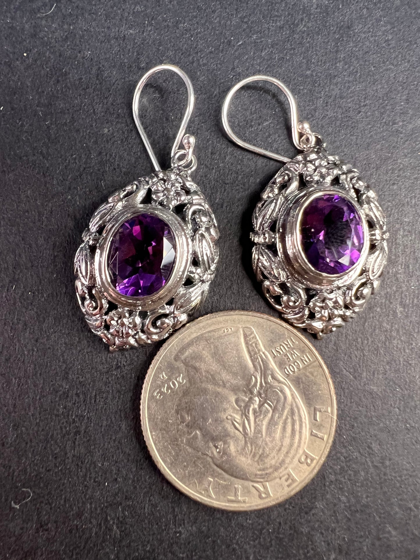 NEW Bali rose de France amethyst sterling silver dragonfly earrings