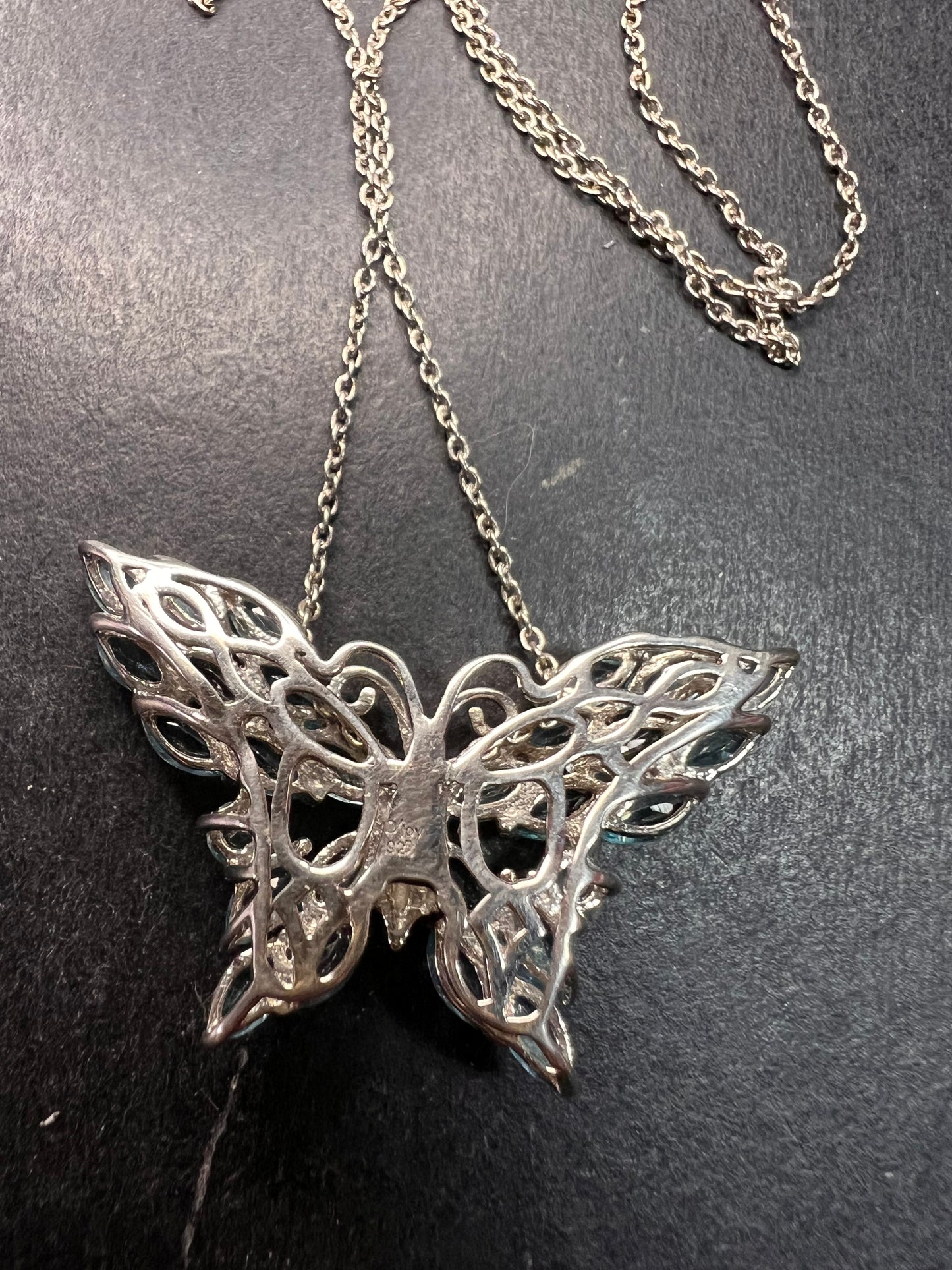 NEW Paraiba apatite butterfly pendant necklace in sterling silver