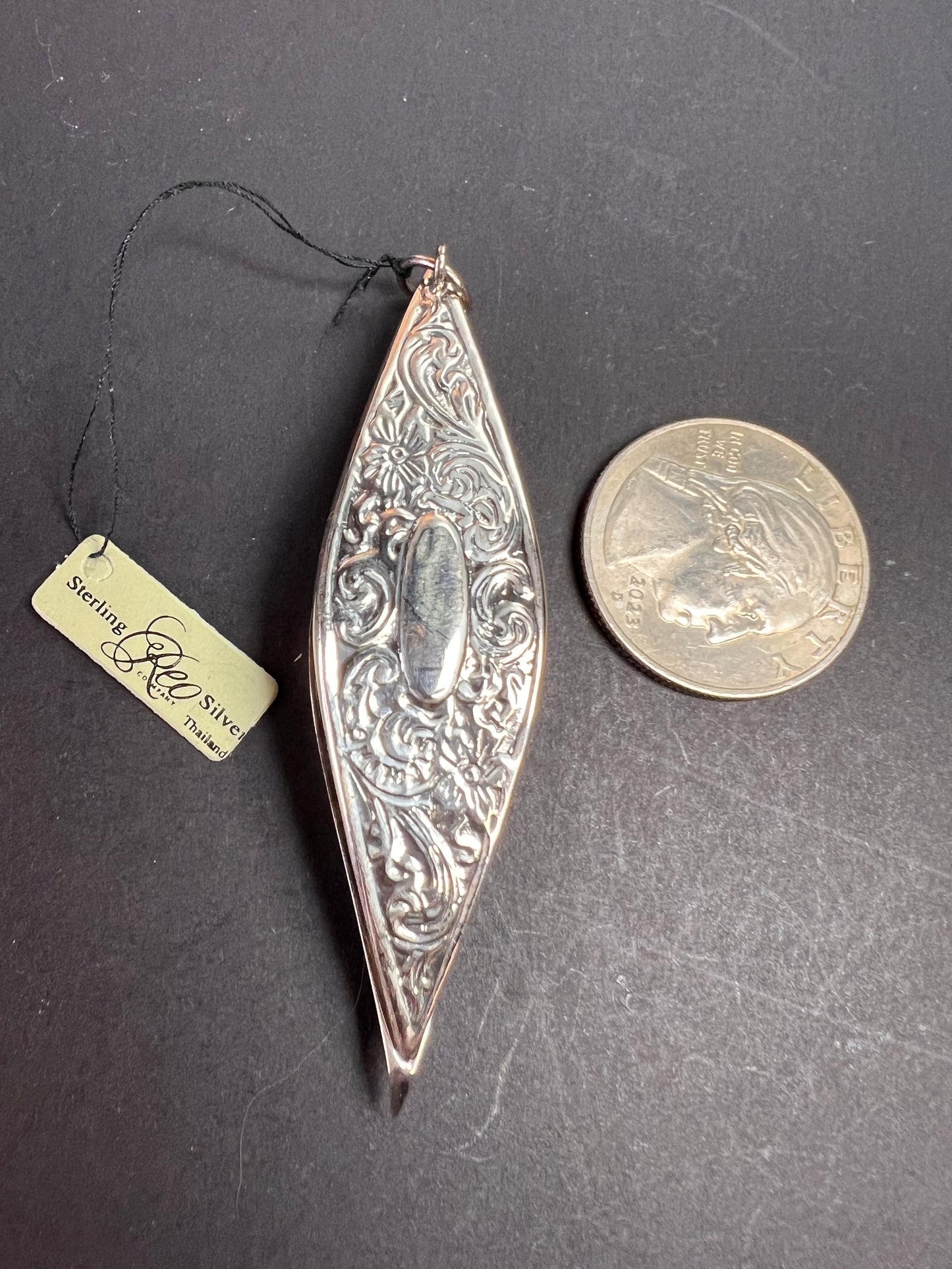 Vintage Reo Sterling Silver Tatting Shuttle Pendant Dead Stock