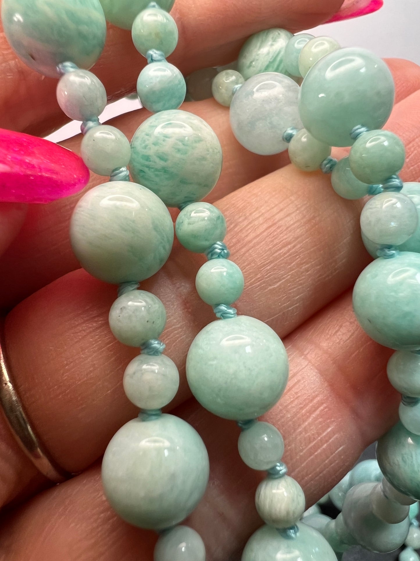 Amazonite knotted 36 inch endless necklace