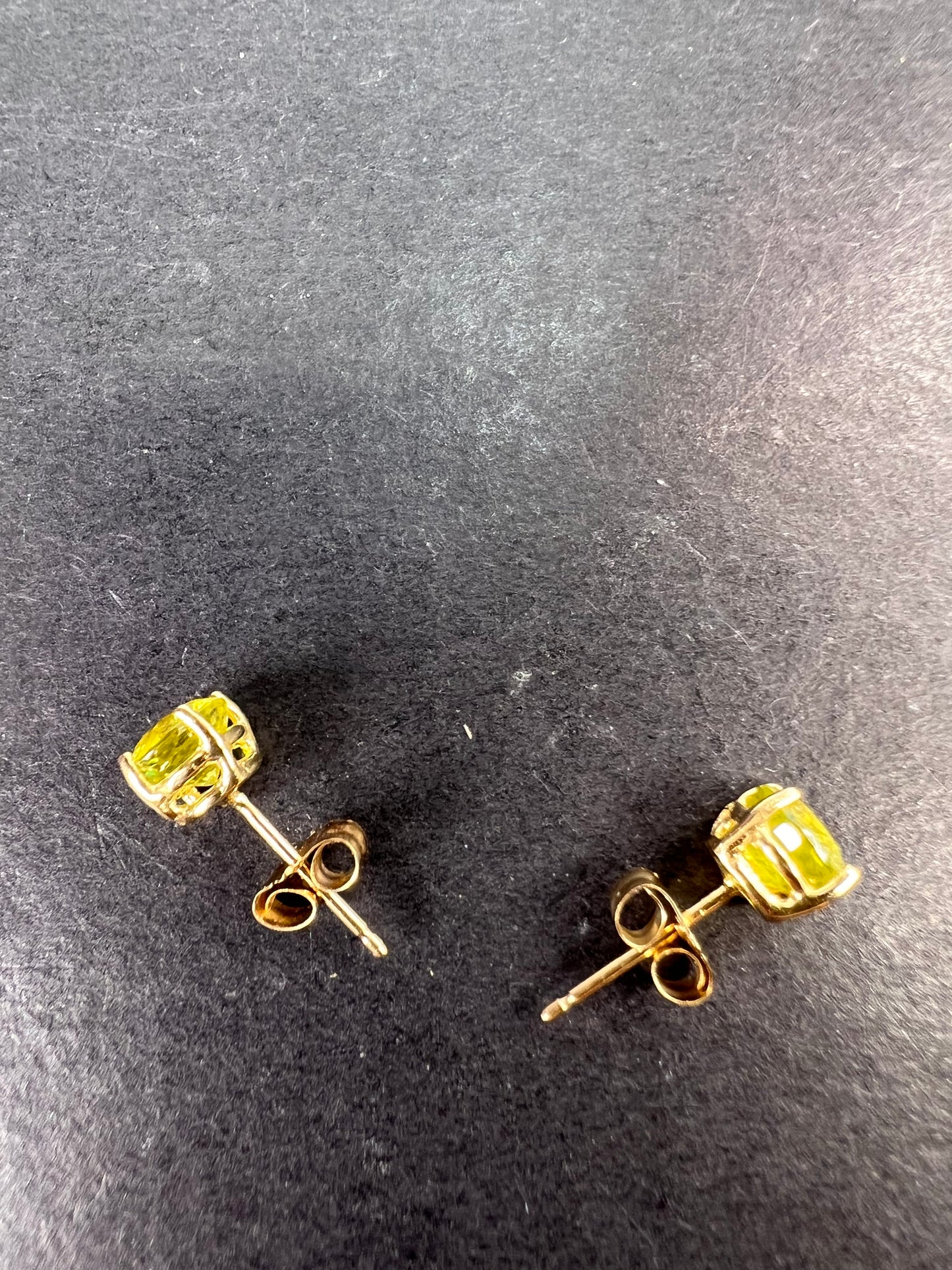 14k yellow gold AAA sava sphene stud earrings