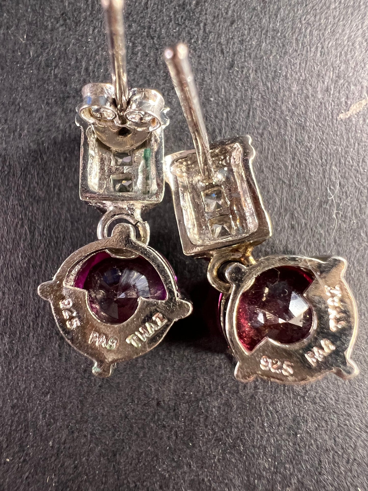 Lab purple sapphire and topaz sterling silver earrings